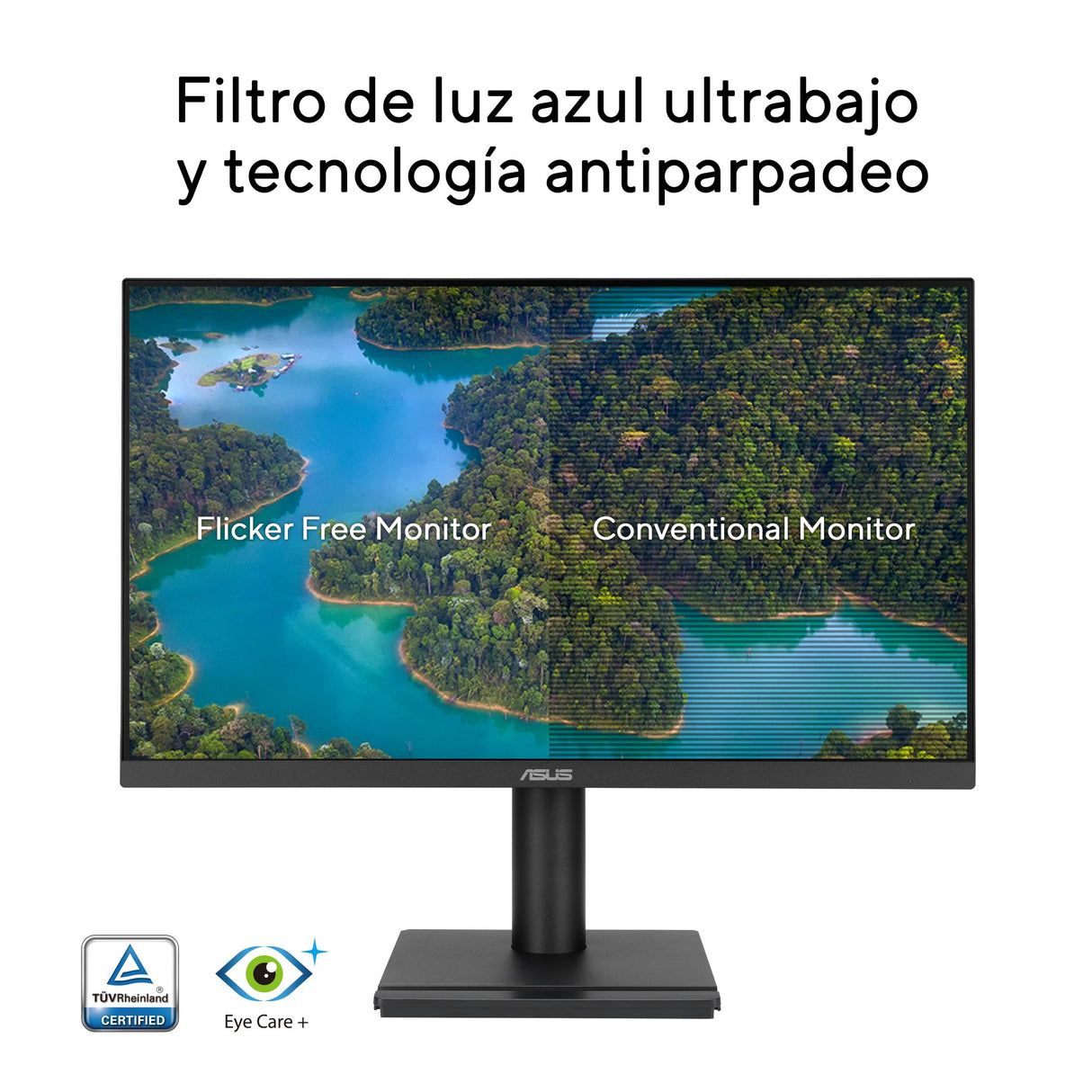 ASUS VA249QGS Monitor Profesional de 24 Pulgadas, IPS, Full HD, sin Marco, 120Hz, Adaptive-Sync, MPRT de 1ms, HDMI, DisplayPort, VGA, luz Azul Baja, antiparpadeo, diseño ergonómico, Montaje en Pared