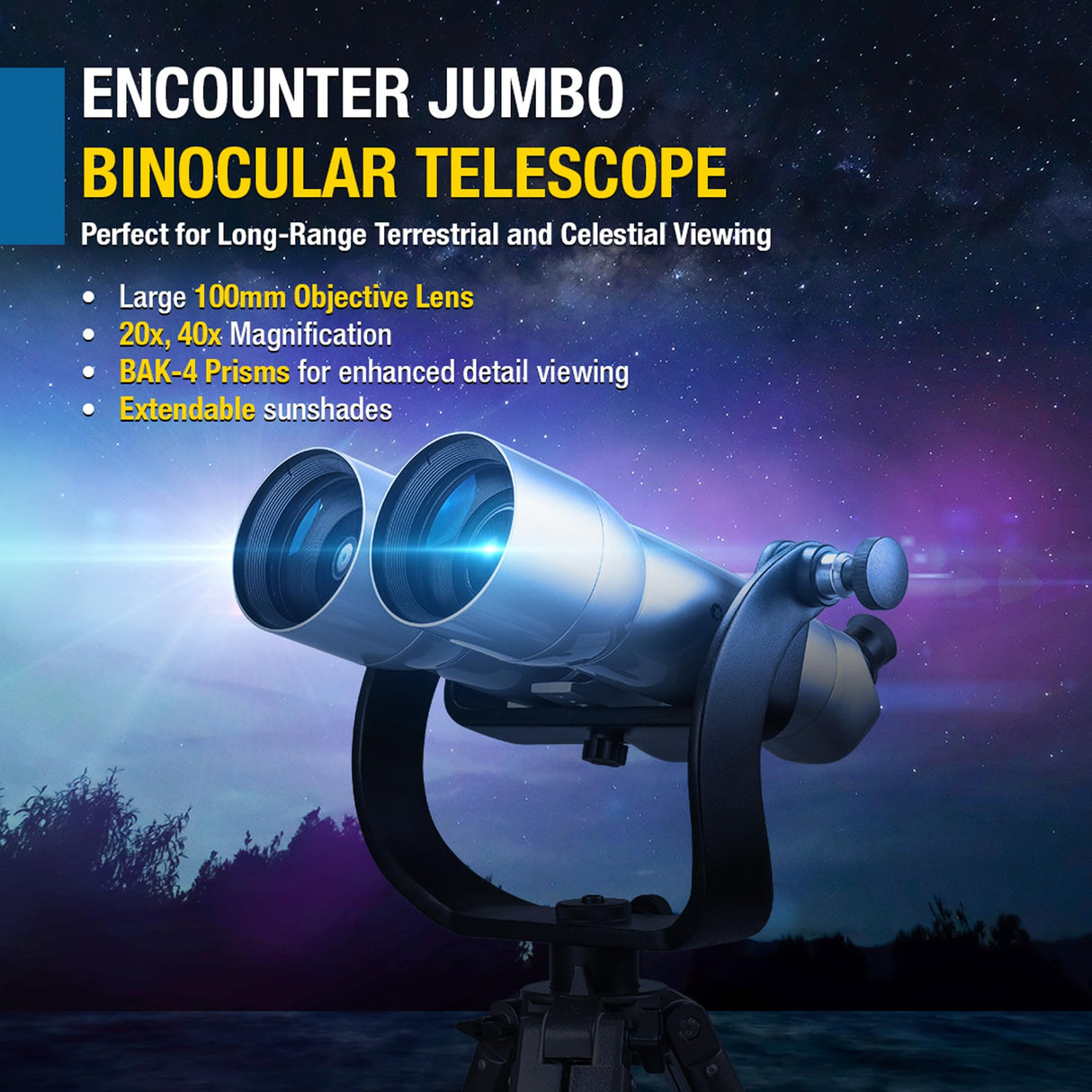 Barska Blueline – 20 x, 40 x 100 Impermeable Jumbo Binocular W/Premium Duro Caso