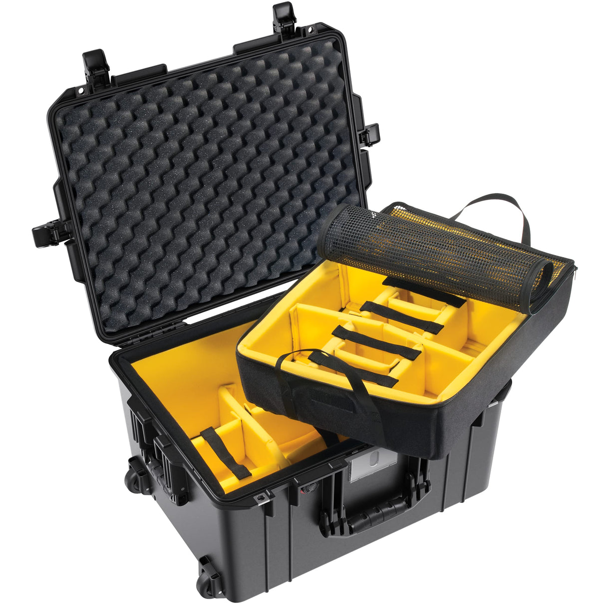Peli 1607 Air Maleta Trolley Ultra Resistente y Ligera para cámaras y Sistemas ópticos, estanca e Impermeable al Polvo, 63L de Capacidad, Fabricada en EE.UU., con divisores Acolchados, Color Negro