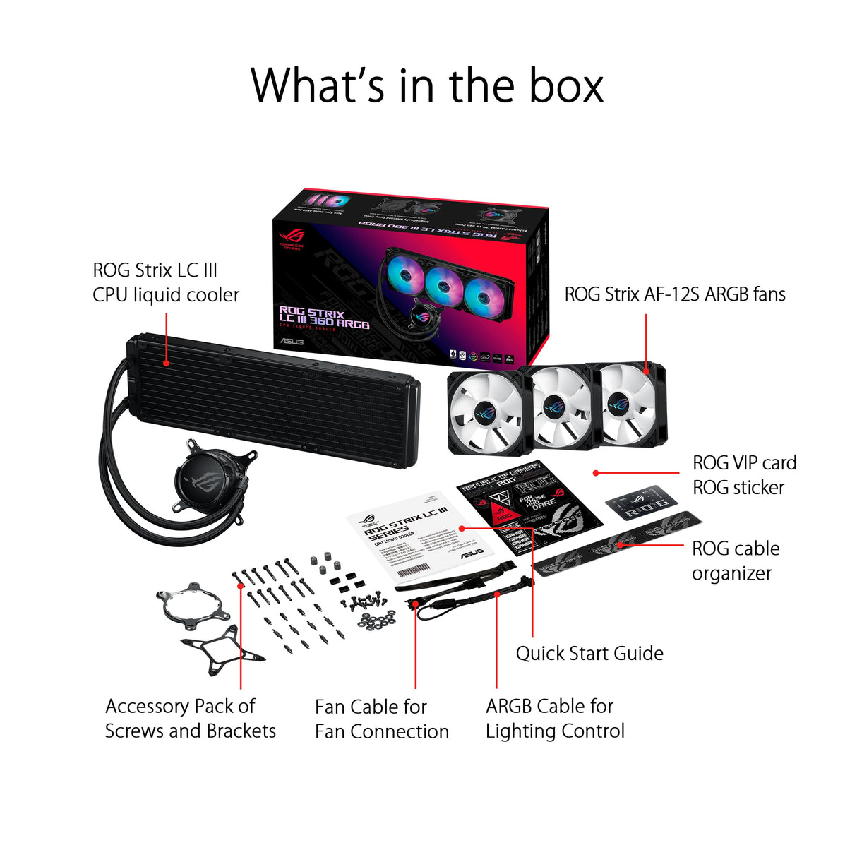 ASUS ROG STRIX LC III 360 ARGB - Refrigerador líquido AiO con bloque de agua giratorio 360°, bomba Gen7 v2 de Asetek, ventiladores ROG ARGB y efectos de iluminación Aura personalizados