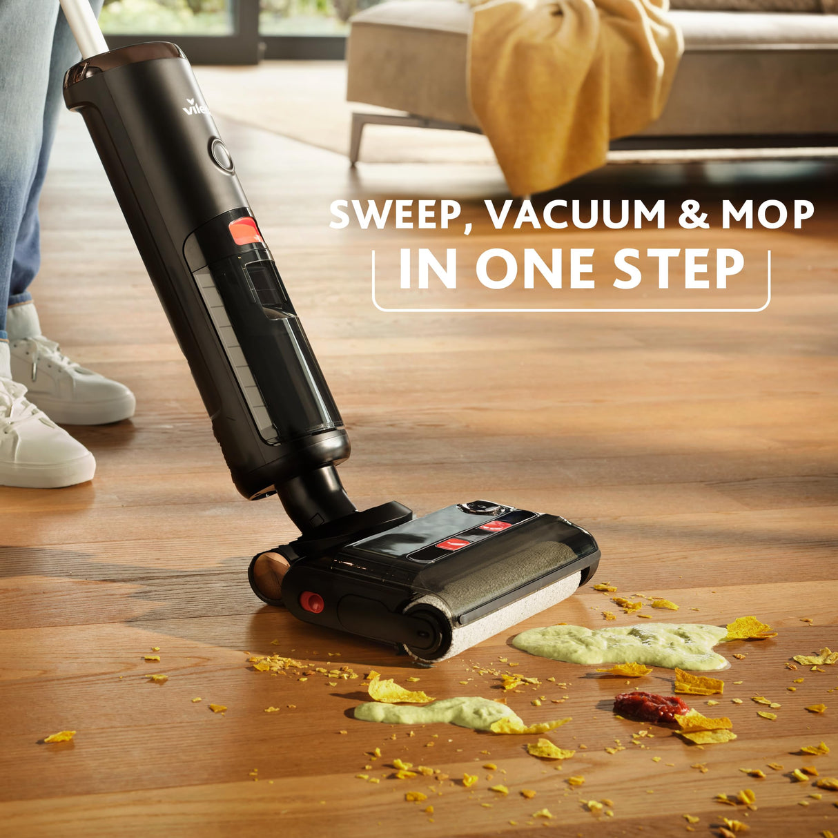 Vileda PureClean S5 Aspirador inalámbrico para Limpieza en seco y húmedo, Negro