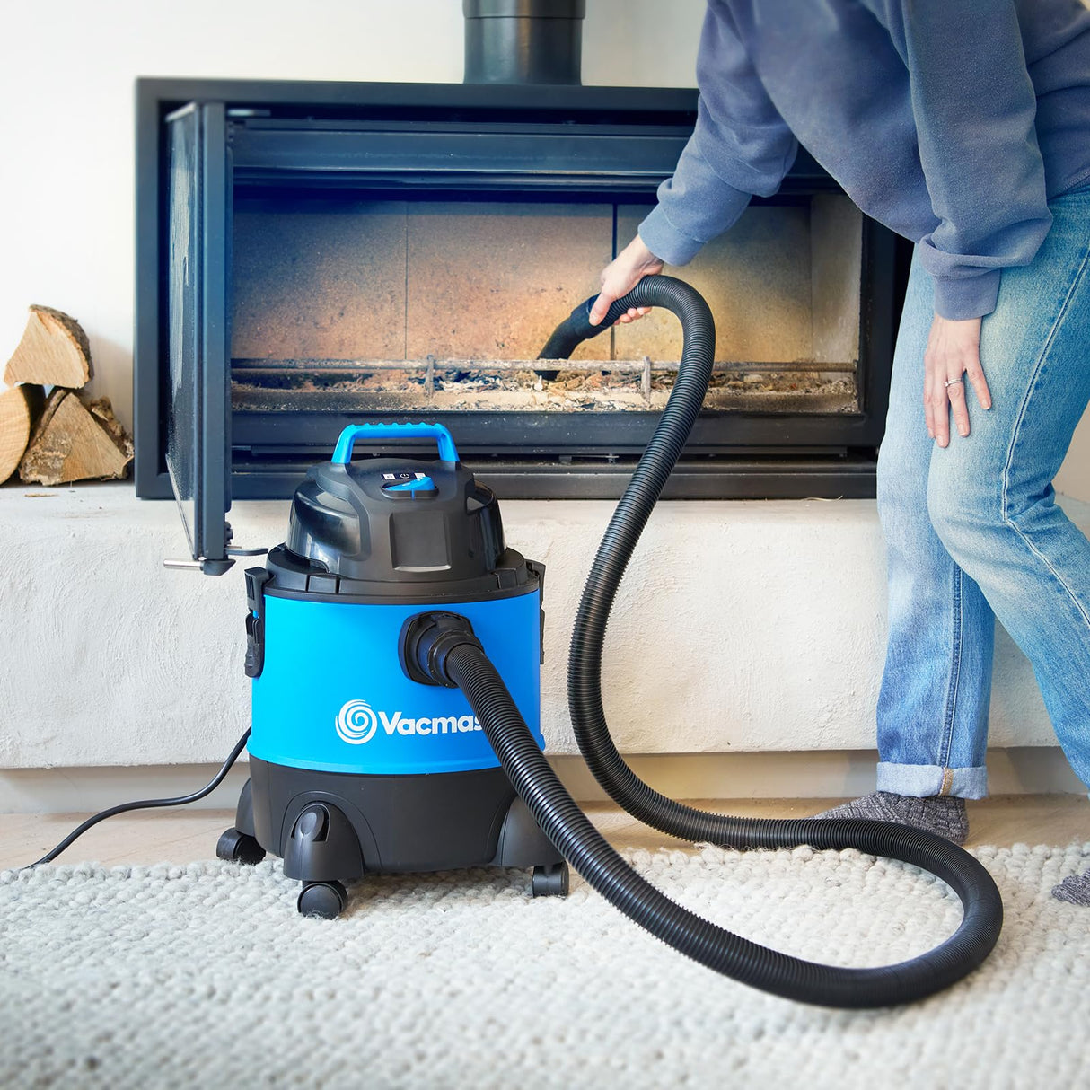 Vacmaster seco y húmedo Aspiradora Multiusos,Aspirador de Taller con Enchufe Integrado y Función de Soplado, 1250 W, 20 Liters, Azul