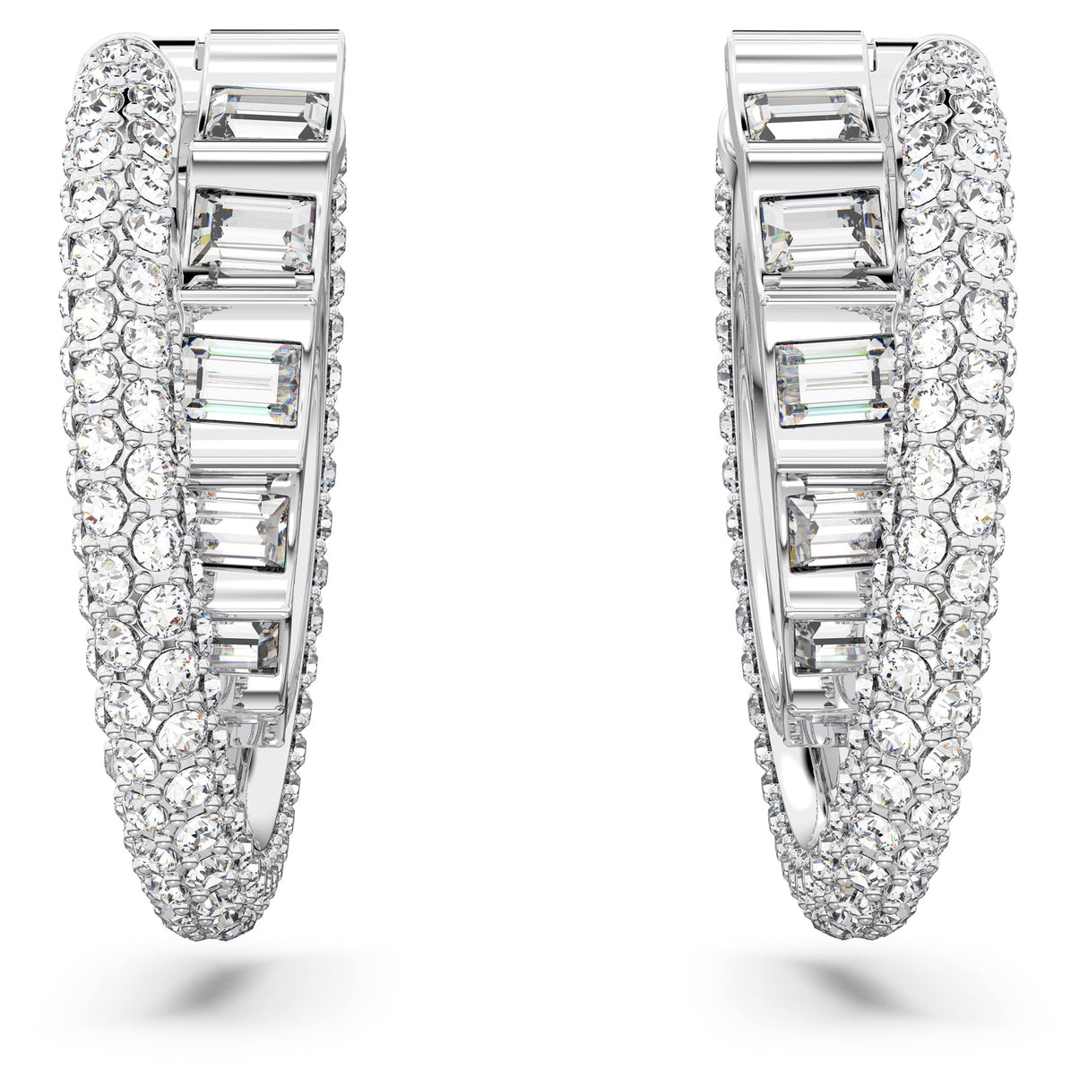 Swarovski Pendientes de Aro Rota para Mujer, Pendientes con un Diseño de Doble Aro, en Baño de Rodio, Colección Rota de Swarovski
