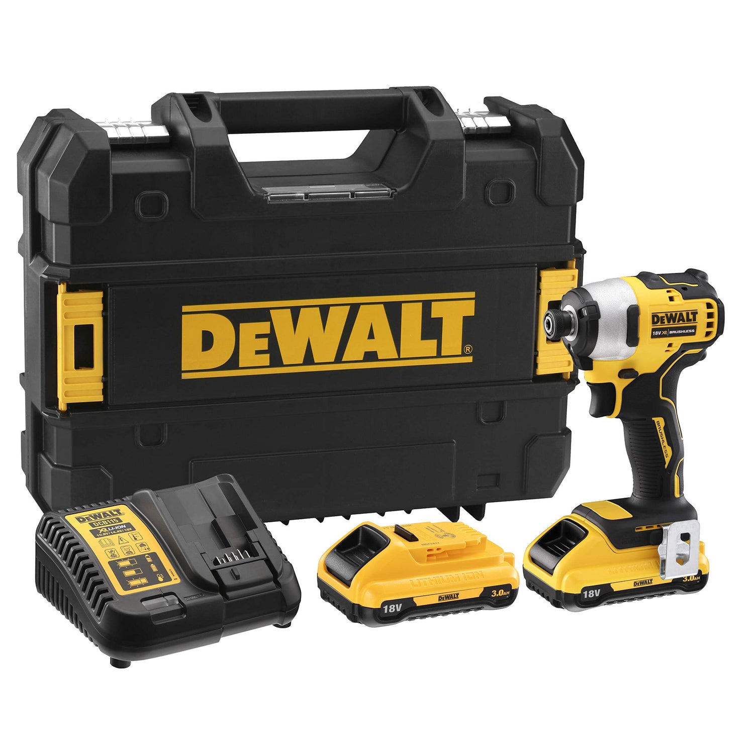 DEWALT DCF809L2T-QW - Atornillador Impacto sin escobillas XR 18V 1/4" 190Nm con 2 baterías Li-Ion 3,0Ah con maletín TSTAK