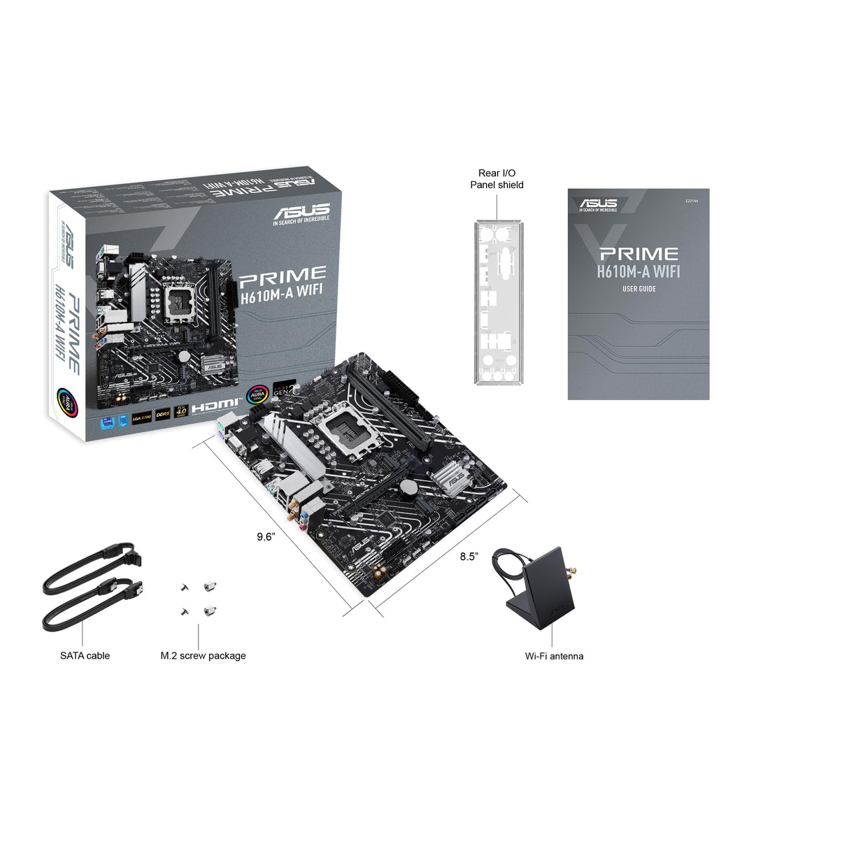 ASUS Prime H610M-A WiFi Intel H610 (LGA 1700) MATX Placa Base con PCIe 4.0, Ranuras M.2 duales, DDR5, Intel 1Gb Ethernet, DisplayPort, HDMI, VGA, Puertos USB 3.2Gen 2, cabeceras direccionables Gen 2,