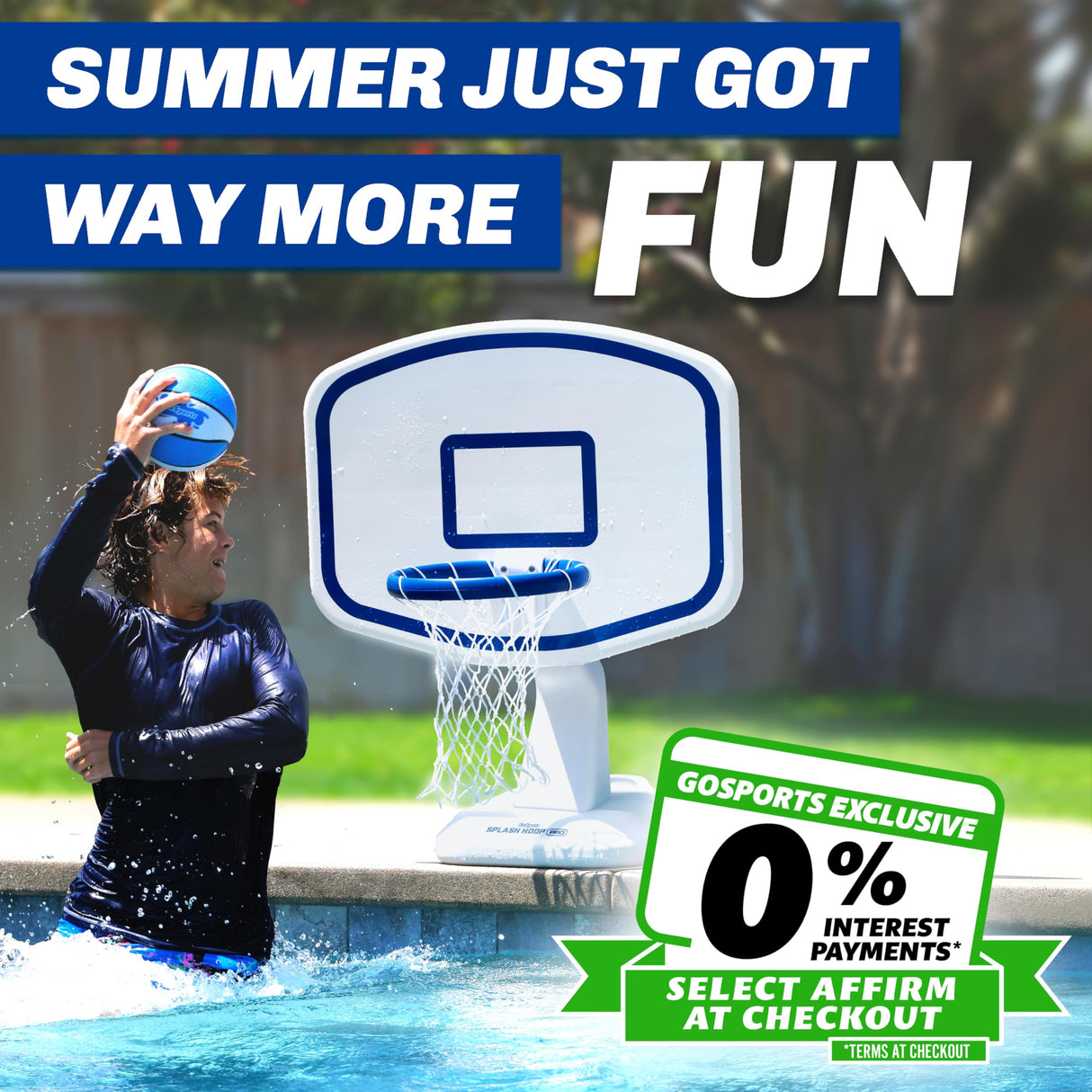 GoSports Splash Hoop - Juego de Baloncesto para Piscina, Incluye aro de Baloncesto acuático Junto a la Piscina, 2 Pelotas y Bomba, Elige tu Estilo