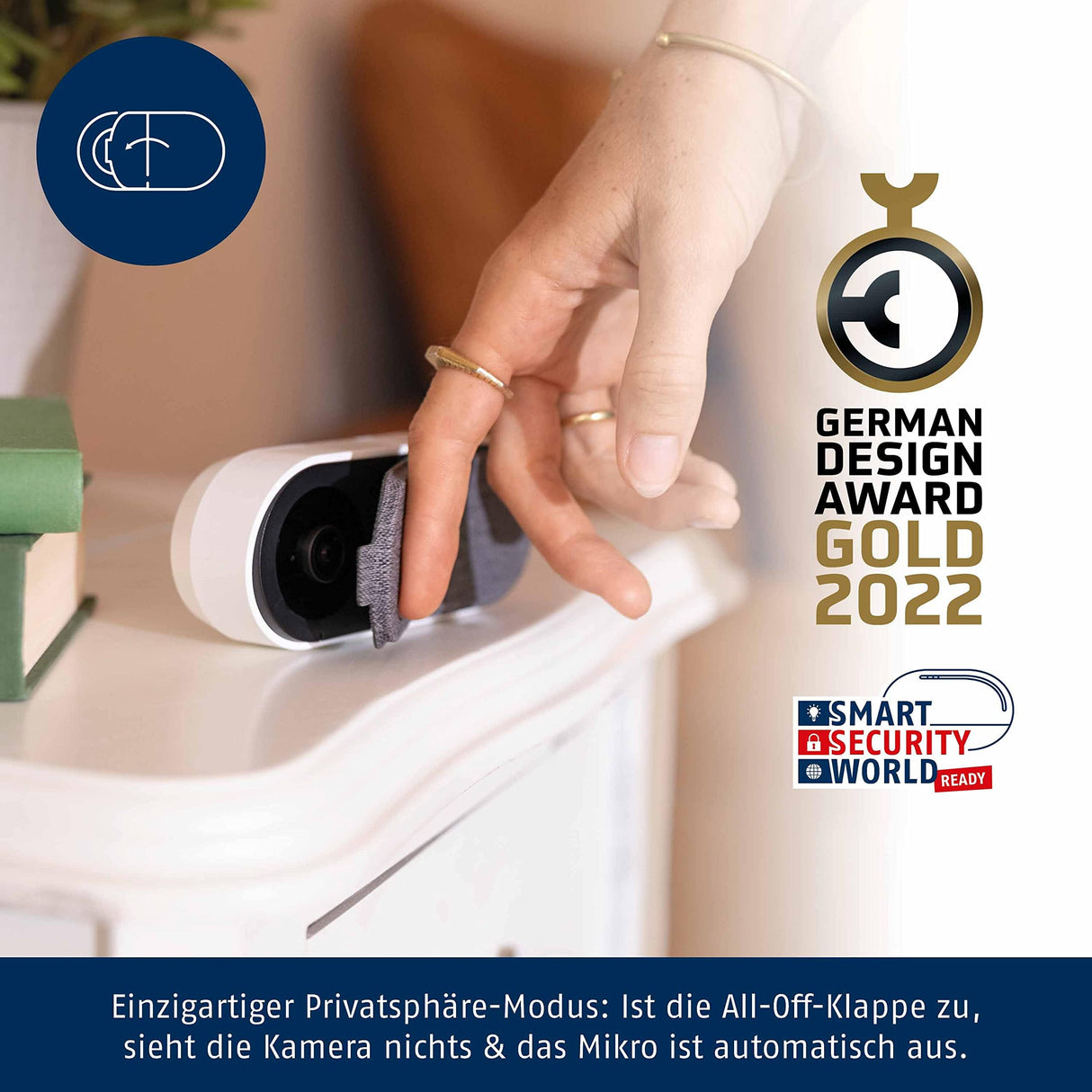 ABUS PPIC31020 Cámara WLAN de privacidad para interiores con modo de privacidad, ángulo de visión de 180 grados y detección de movimiento - Sterung per App - 91237