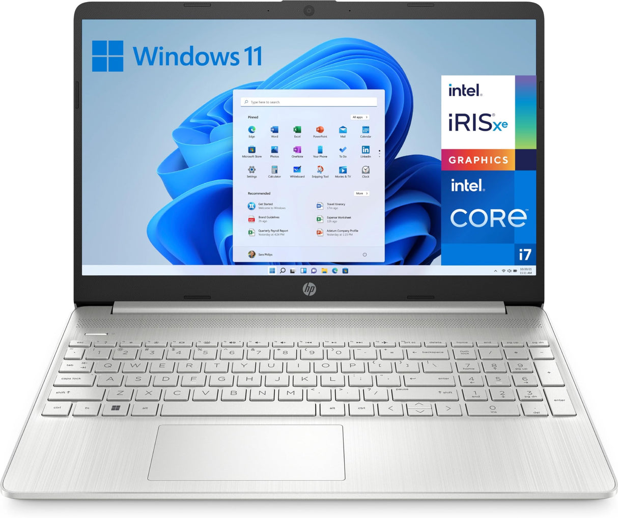 HP 15s-fq5054ns - Ordenador portátil de 15.6" Full HD (Intel Core i7-1255U, 16GB RAM, 512GB SSD, Intel Iris Xe Graphics, Windows 11 Home) Plata - Teclado QWERTY Español