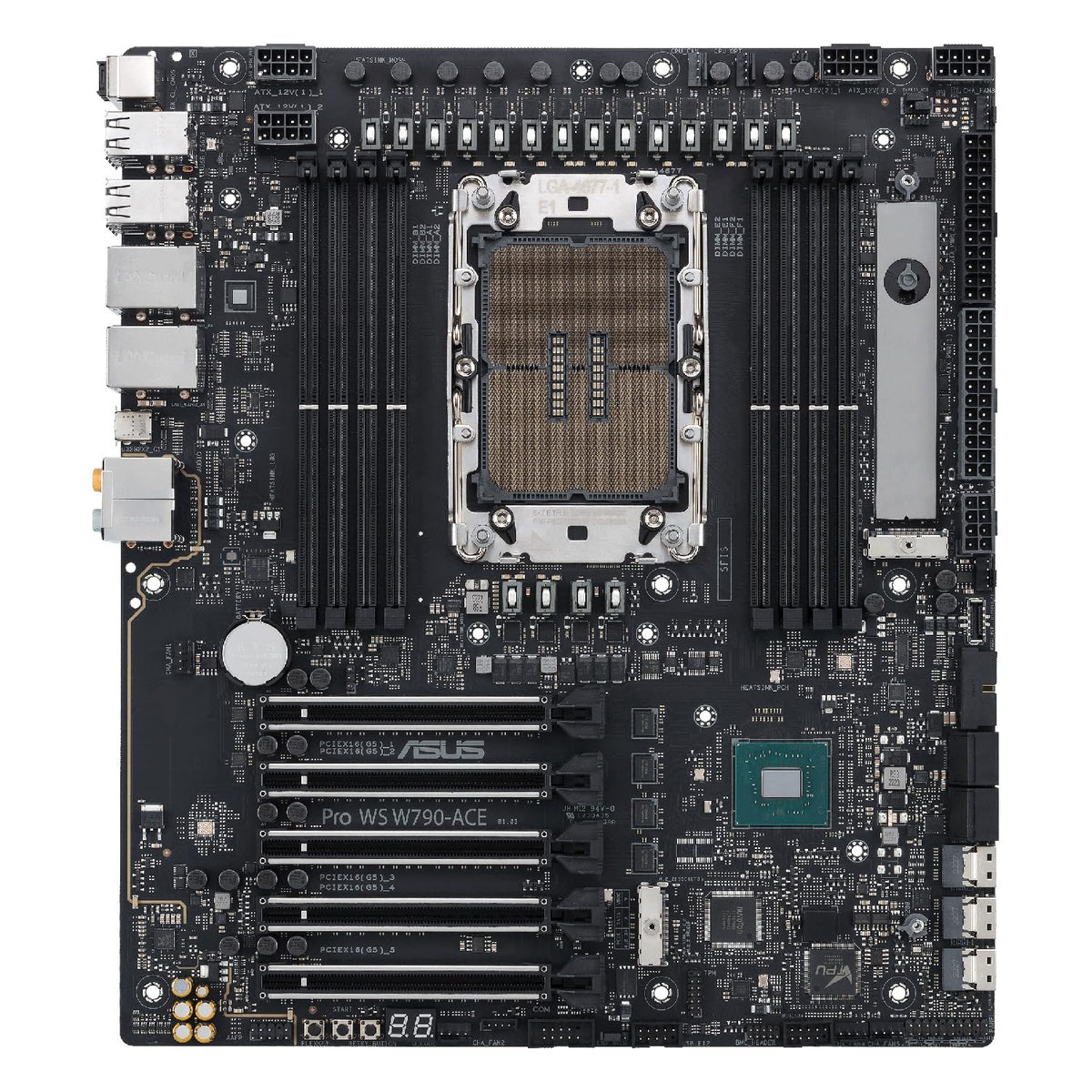 ASUS Pro W790-ACE Placa Base Intel W790 (LGA 4677 CEB con PCIe 5.0 x16, M.2, LAN 10G y 2.5G, gestión remota de Nivel de Servidor, 12+1+1 DrMOS, USB 3.2 Gen 2x2 Type-C Frontal y Trasero), Negro