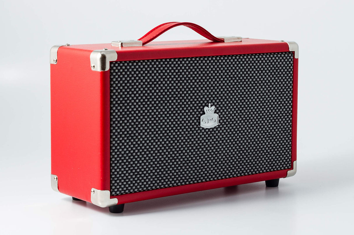 GPO Westwood Altavoz Bluetooth - Portátil, Retro, 25 vatios, subwoofer, entrada RCA, rejilla retro, asa de transporte - Rojo