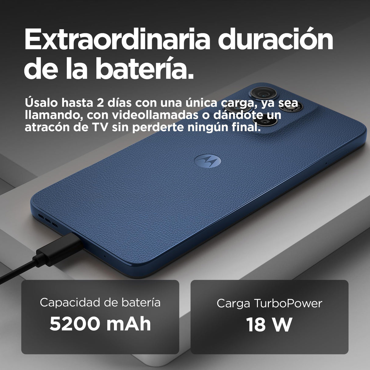 Motorola Moto g15 24GB (8G+16GB RAM Boost)/256GB Azul, España, Pantalla de 6.72'' FHD+, Sistema de cámaras de 50 MP y Objetivo Ultra Gran Angular, Batería 5200 mAh, Carga TurboPower, Soft Luxe