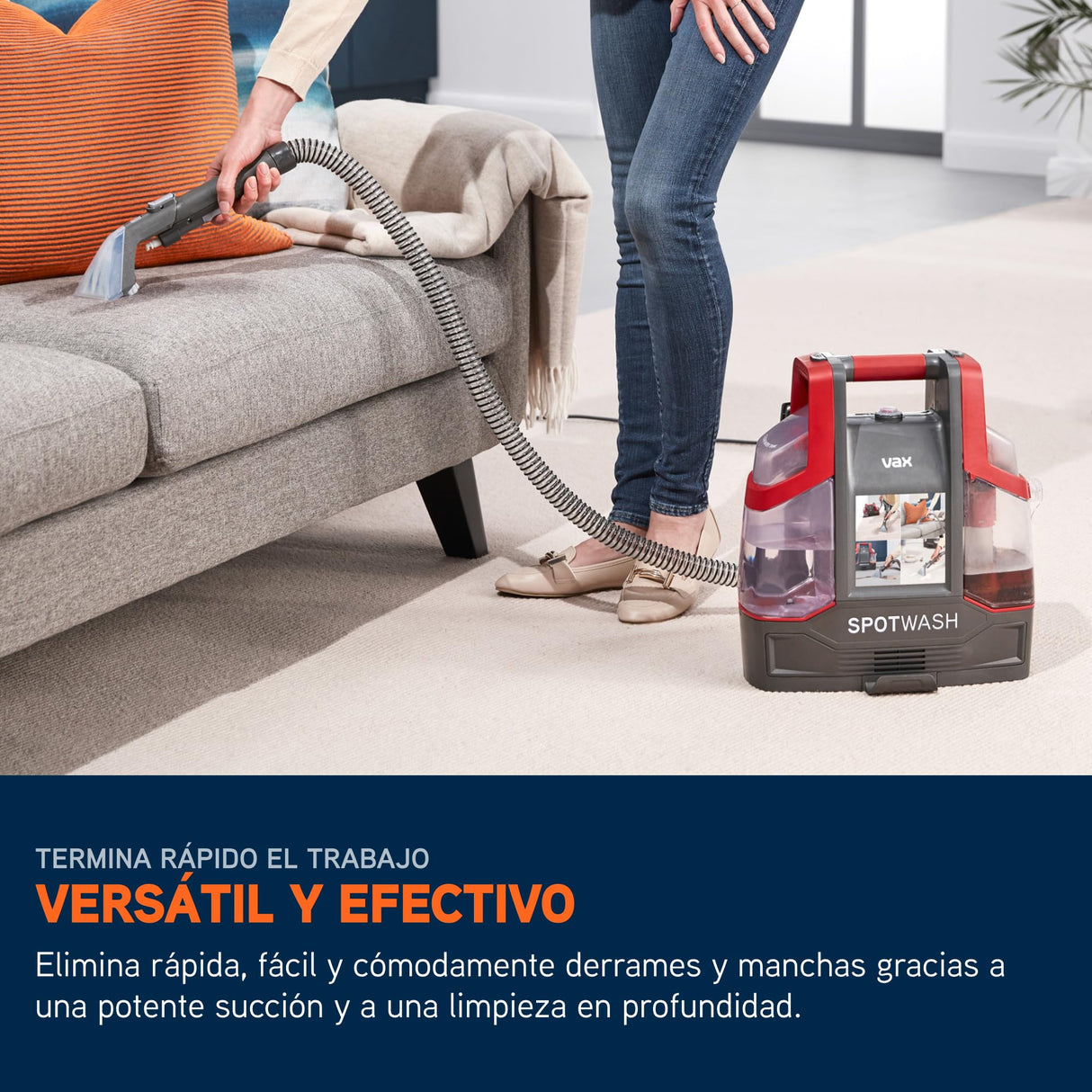 Limpiador de tapicerias quitamanchas Vax SpotWash y para alfombras y tapicerías con succión potente, secado rápido limpieza profunda diaria para escaleras, sofás, coches y suelos duros