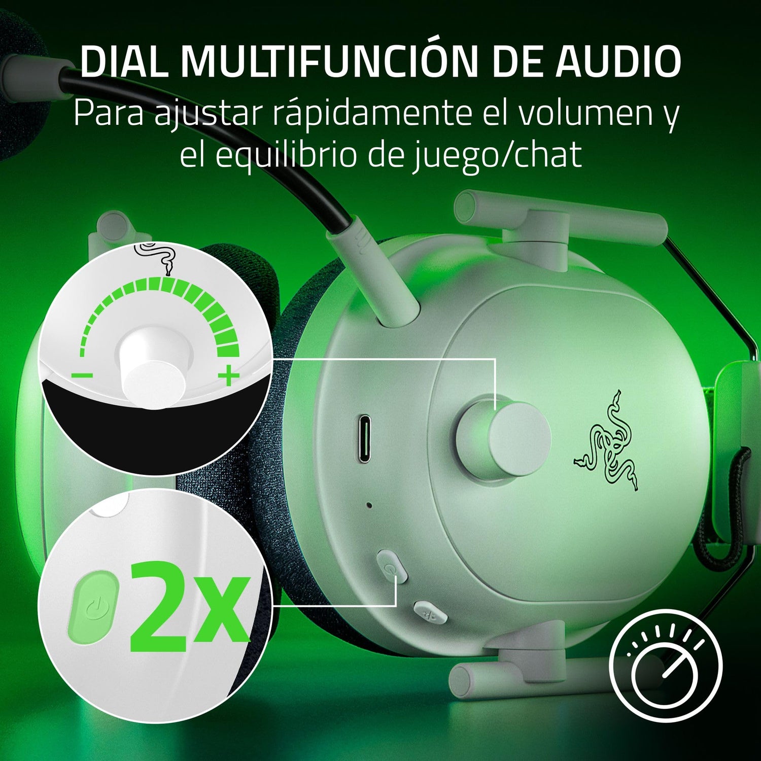 Razer Blackshark V2 Pro (Xbox) - Auriculares E-Sports Inalámbricos de Consola para Xbox S|X & One (Triforce de 50mm, HyperSpeed 2,4 GHz, Micrófono Desmontable HyperClear) Blanco