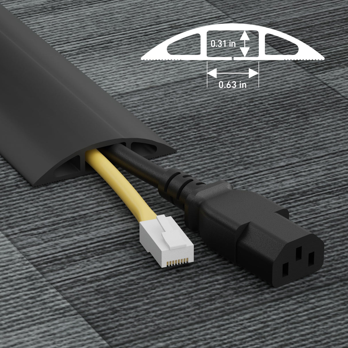D-Line CC-1/9M Canaleta pasacables para suelo, Protector de cables, Cubre cables suelo - Cavidad para cables = 17mm (anch.) x 9mm (alt.) - 9-metro longitud - Negro