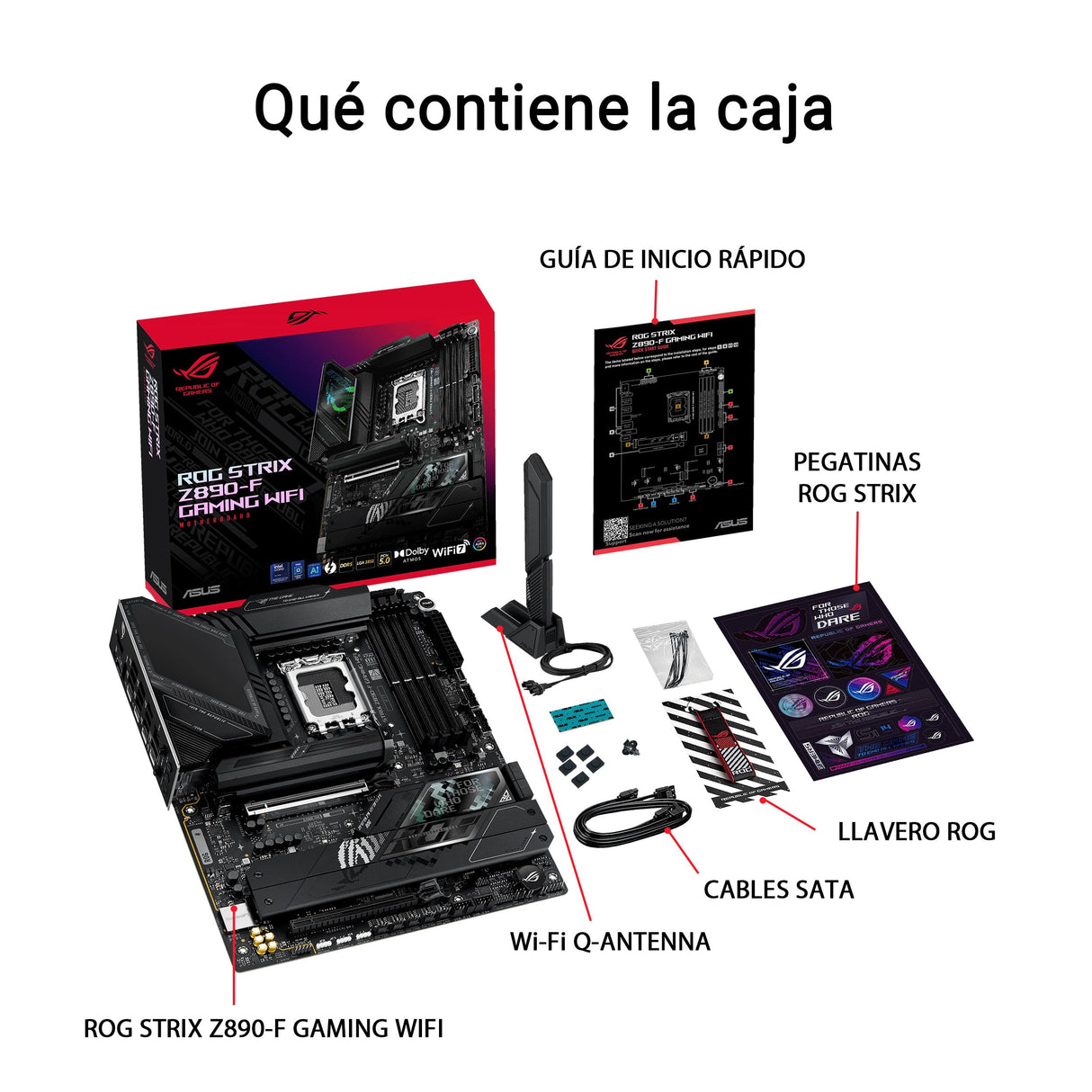 ASUS ROG Strix Z890-F Gaming WiFi - Placa Base ATX, 16+1+2+2 etapas de Potencia, DDR5, PCIe 5.0 Compatible con GPU de última generación, Cinco Ranuras M.2, WiFi 7, AI Overclocking, AI Networking II