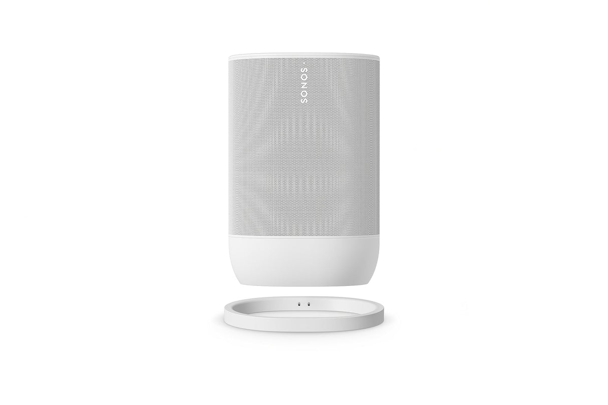 Sonos Move 2 | Altavoz portátil inalámbrico con Wi-Fi, Bluetooth, Amazon Alexa, 24 Horas de autonomía y Base de Carga inalámbrica - Blanco