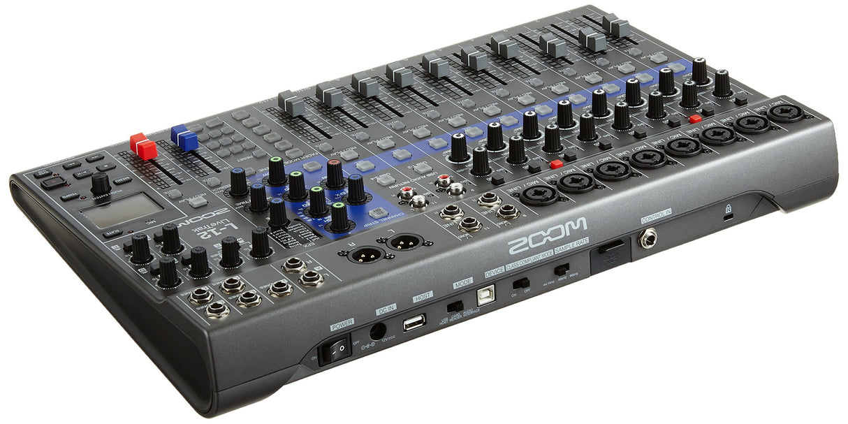 Zoom LiveTrack L-12 Mixer digital & grabador multipista, para música, podcasting y más, 12 entradas/14 canales de grabación en SD, interface de audio 14-in/4-out, 5 salidas de auriculares