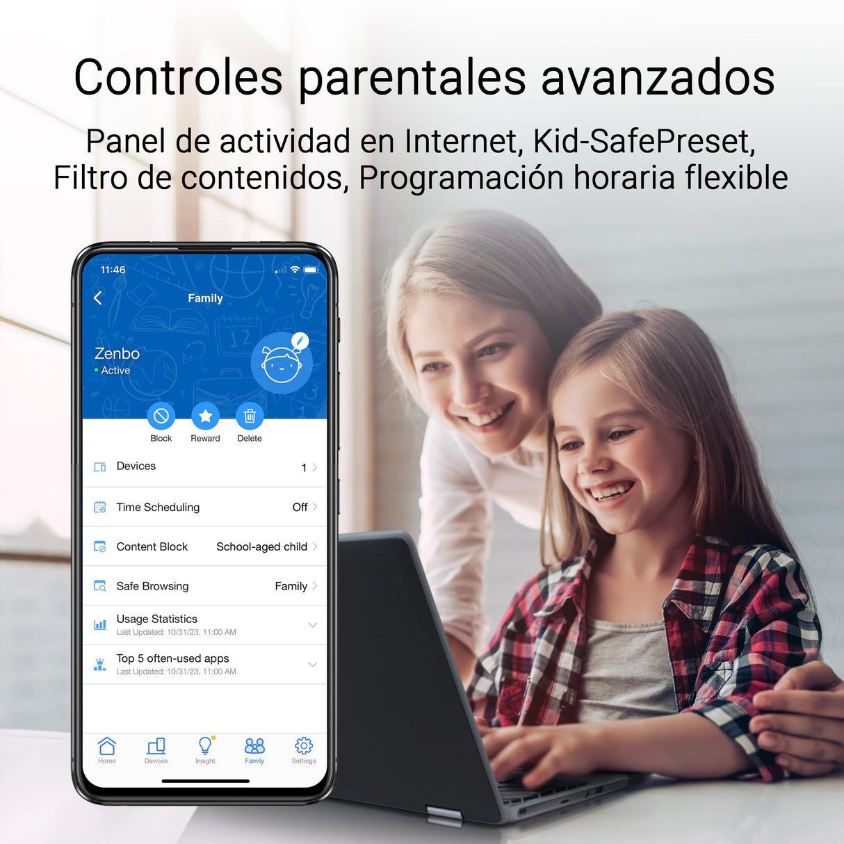 ASUS ZenWiFi BD4 2-Pack Mesh WiFi 7 de Doble Banda, 3600 Mbps, Cobertura de 470 m², Dos Puertos 2,5G, Controles de Seguridad y parentales incluidos, Smart Home Master SSIDs, Blanco