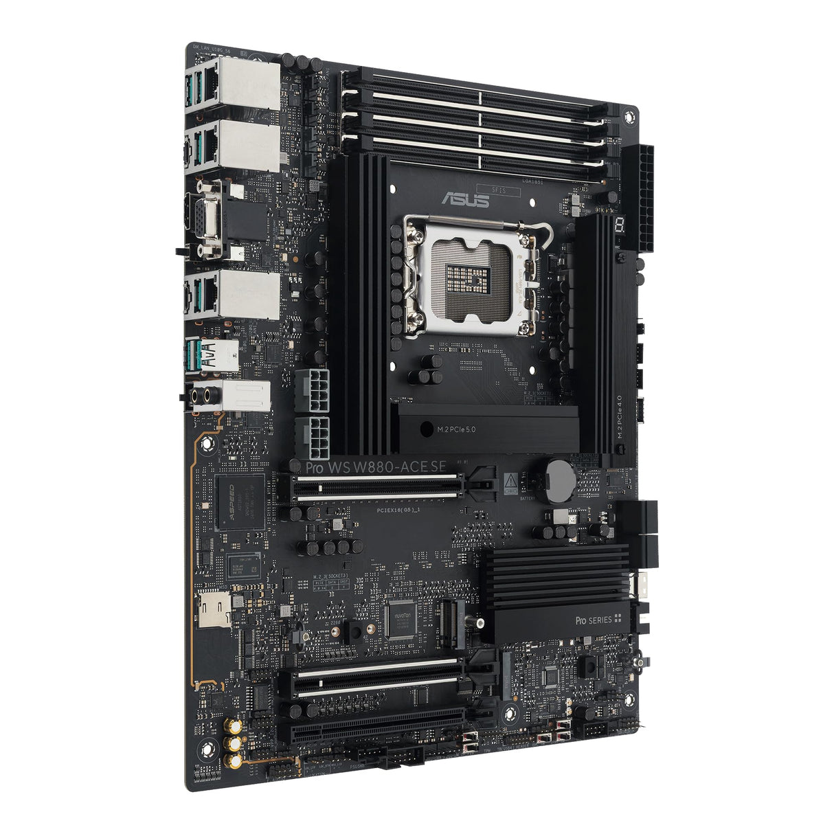 ASUS Pro WS W880-ACE SE - Placa Base para estación de Trabajo (Intel LGA1851 (ATX, PCIe 5.0, DDR5, Ethernet Dual de 2,5 GB, 4 M.2, BIOS Flashback, refrigeración AI)