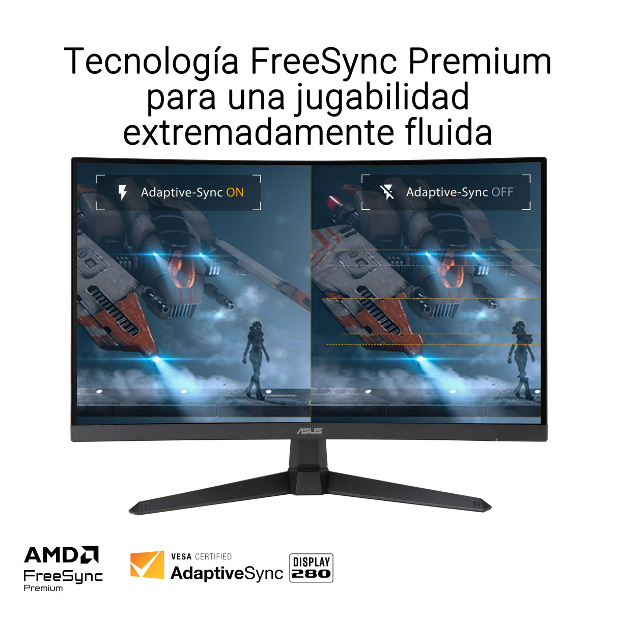 ASUS TUF Gaming VG27VQM1B - Monitor Gaming de 27 Pulgadas Full HD, Curvo, 280 Hz, ELMB, 1 ms de Tiempo de Respuesta, FreeSync Premium, 90% DCI-P3, DisplayWidget Center