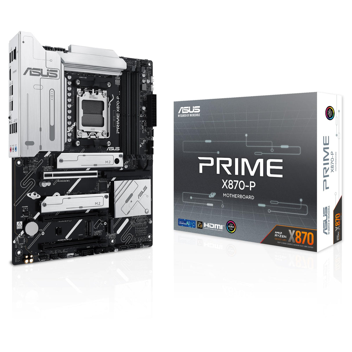 ASUS Prime X870-P - Placa Base AMD ATX, 14+2+1(80A) etapas de alimentación, PCIe 5.0 x16 Compatible con GPU de última generación, 4X M.2, DDR5, PCIe Q-Release