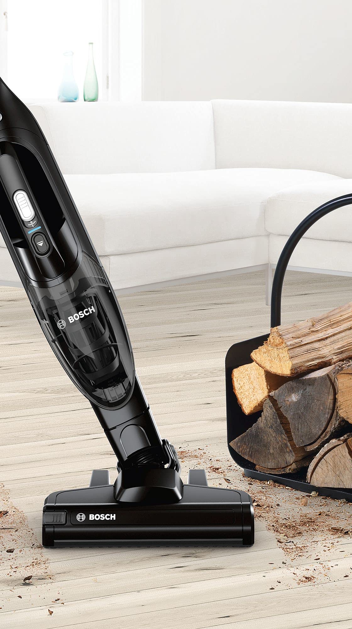 Bosch Readyy'y Serie | 2 - Aspiradora de pie y Mano 2en1 sin Cable, sin Bolsa, batería 20Vmax, Accesorios Integrados, Color Negro