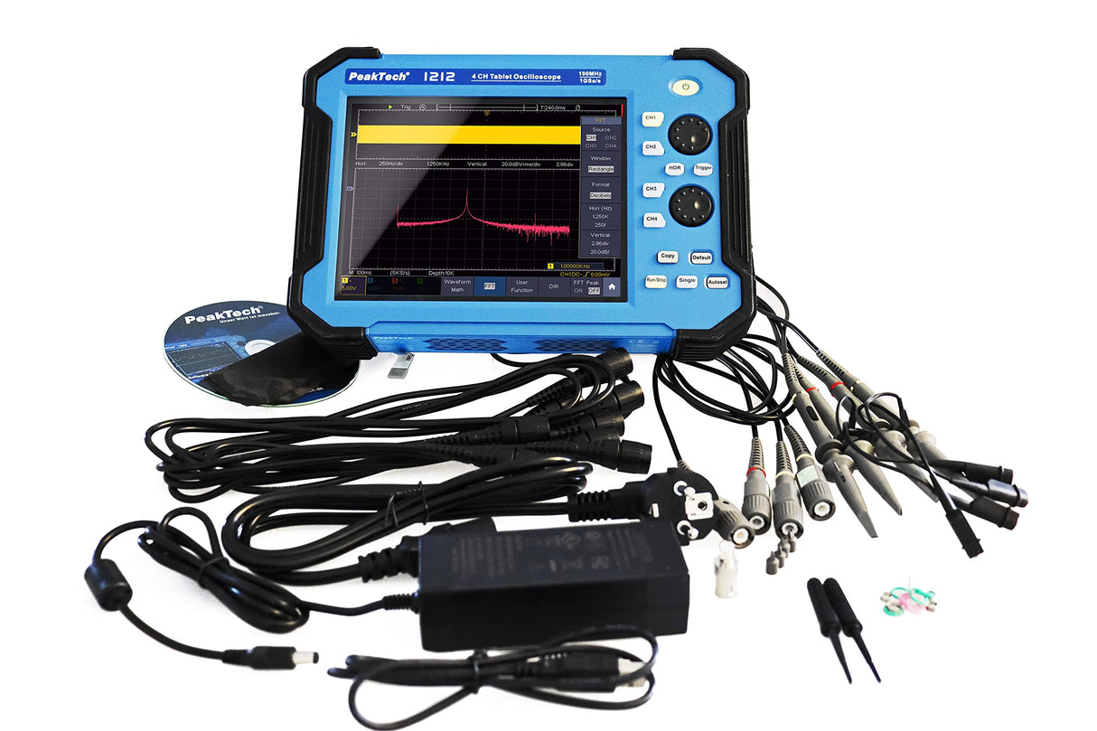 PeakTech® P 1212 100 MHz / 4 CH, 1 GS/s Osciloscopio de mesa