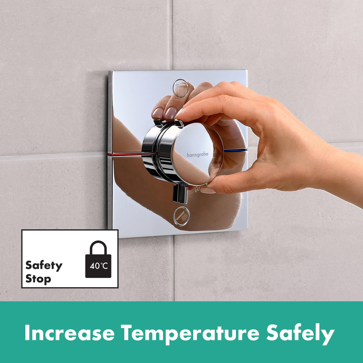 hansgrohe ShowerSelect Comfort E, termostato empotrado , grifo con botón de seguridad (SafetyStop) a 40 °C, termostato rectangular para ducha y bañera, mezclador para 2 funciones, cromo
