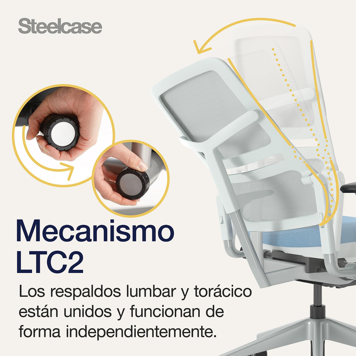 Steelcase Please Air, silla de oficina ergonómica con respaldo alto de malla regulable en altura y brazos regulables Cobalto/Gris gaviota