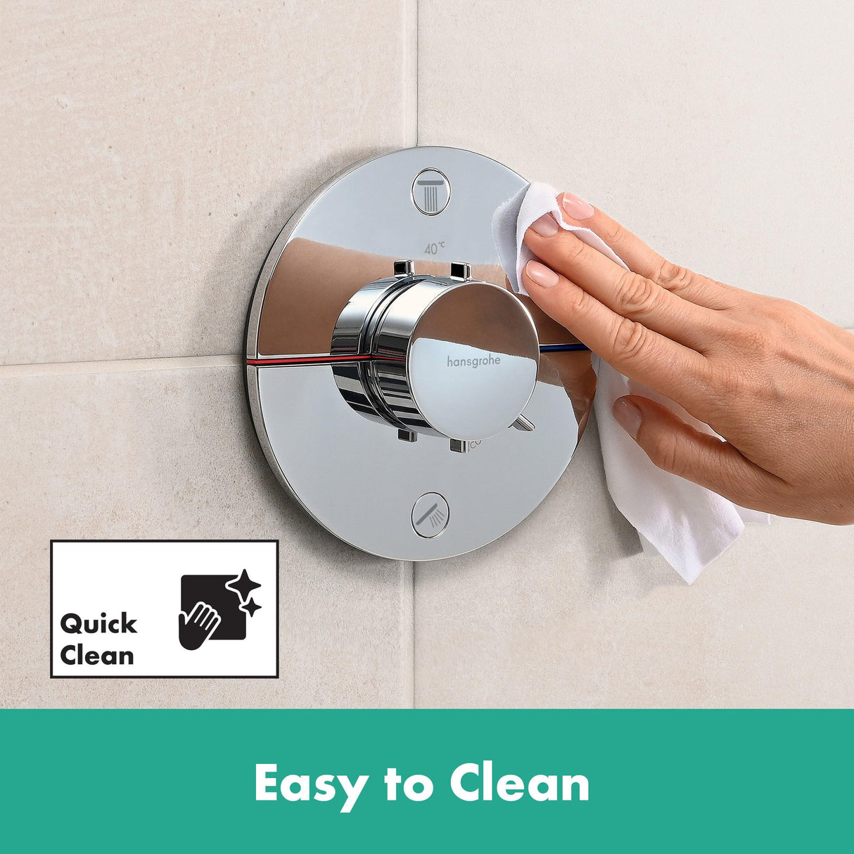 hansgrohe ShowerSelect Comfort S, termostato empotrado , grifo con botón de seguridad (SafetyStop) a 40 °C, termostato redondo para ducha y bañera, mezclador para 2 funciones, cromo