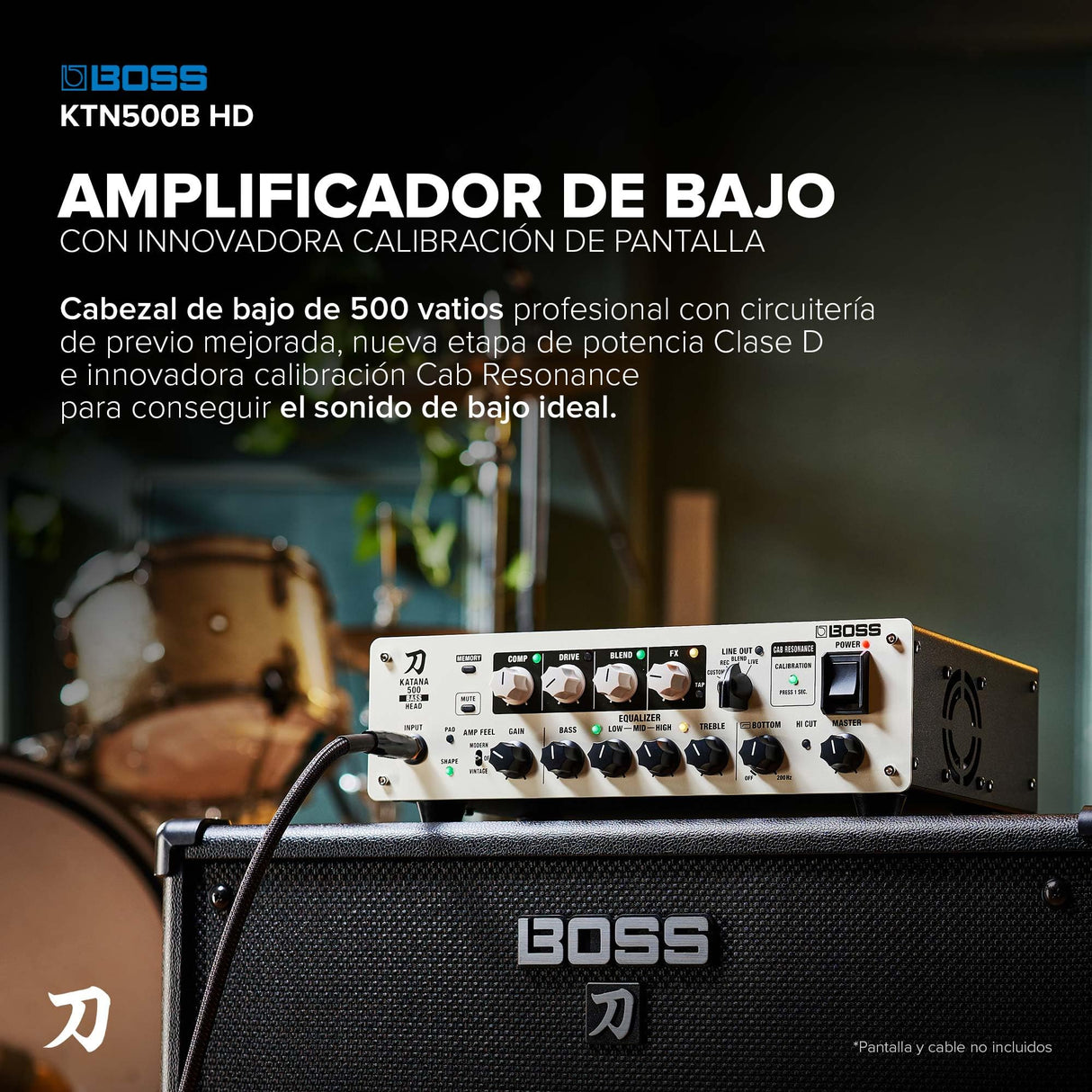 BOSS Katana-500 Bass Head | Cabezal de Amplificador de bajo Compacto de 500 vatios con Herramientas de Sonido Profesionales | Innovadora calibración de Pantalla
