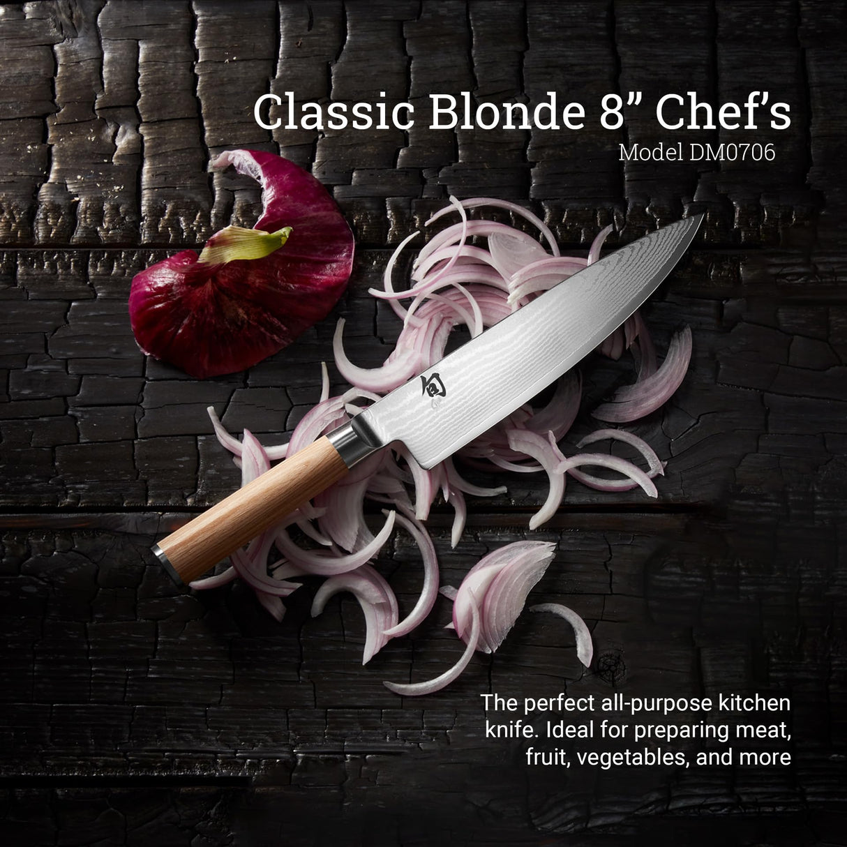 KAI Shun Classic White cuchillo de cocina japonés 20 cm de longitud de hoja - Cuchillo de Damasco 32 capas núcleo VG MAX - 61 (±1) HRC - Mango de madera Pakka - Hecho en Japón - Cuchillo de cocina