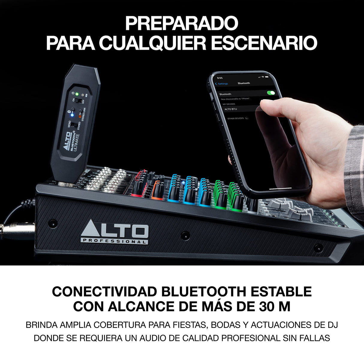 ALTO Bluetooth Ultimate Receptor Bluetooth Estéreo Recargable con XLR para Mesa de Mezclas y Equipos de Sonido