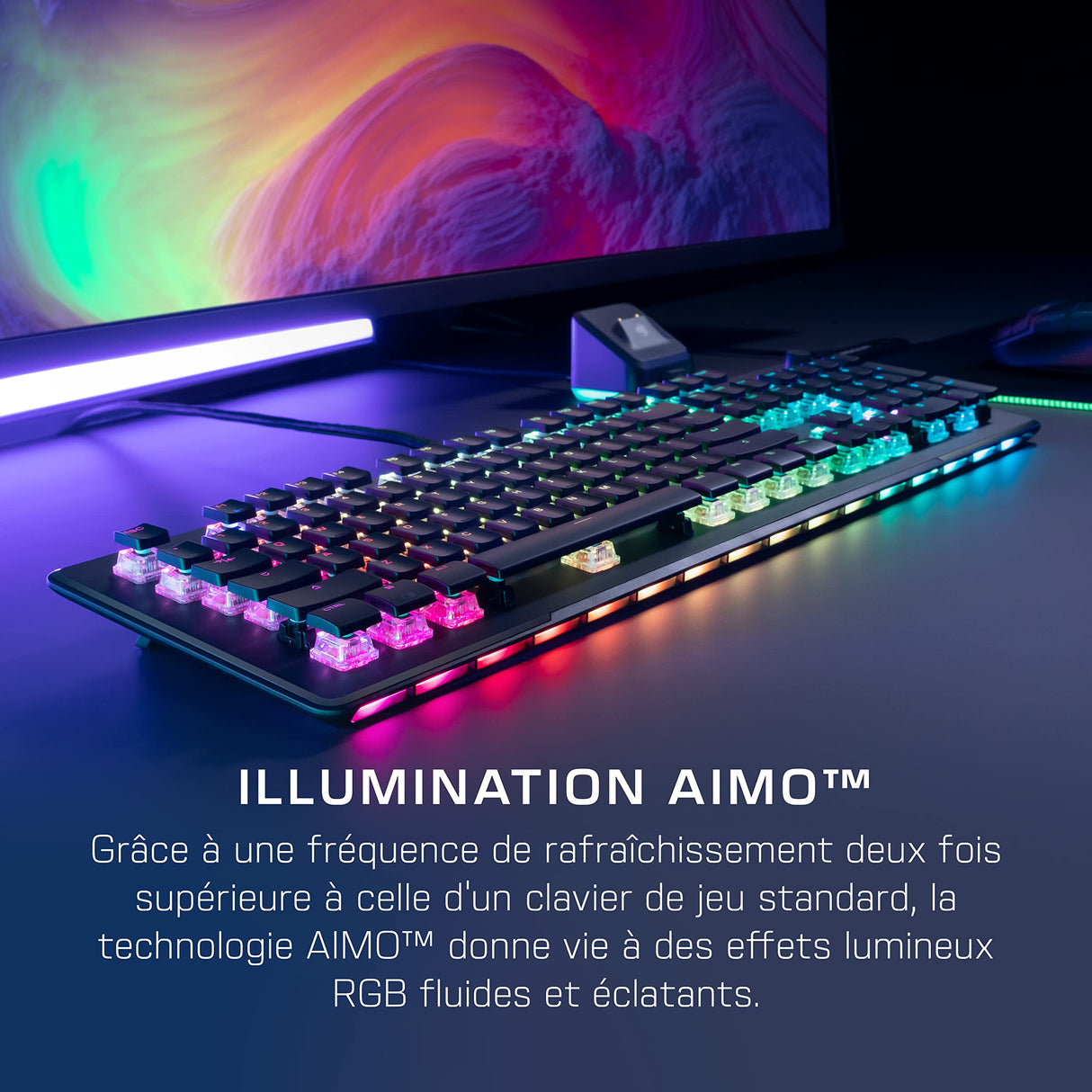 ROCCAT Vulcan II MAX - Teclado de Juego óptico y mecánico para PC, Teclas retroiluminadas RGB Personalizables, reposamuñecas, interruptores Titan II, Placa de Aluminio, Negro