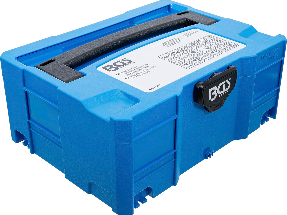 BGS 70230 | Alicates, tenazas y pinzas/destornilladores y juego de llaves de vaso VDE | BGS systainer® | 36 piezas