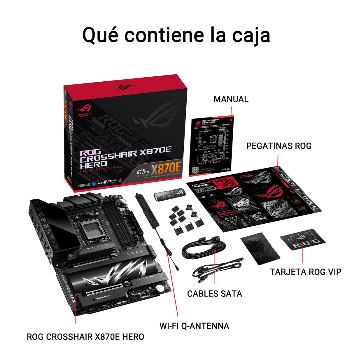 ASUS ROG Crosshair X870E Hero - Placa Base AMD ATX, 18+2+2 etapas de Potencia, DDR5, PCIe 5.0 Compatible con GPU de última generación, Cinco M.2, Wi-Fi 7, USB4, AI Overclocking