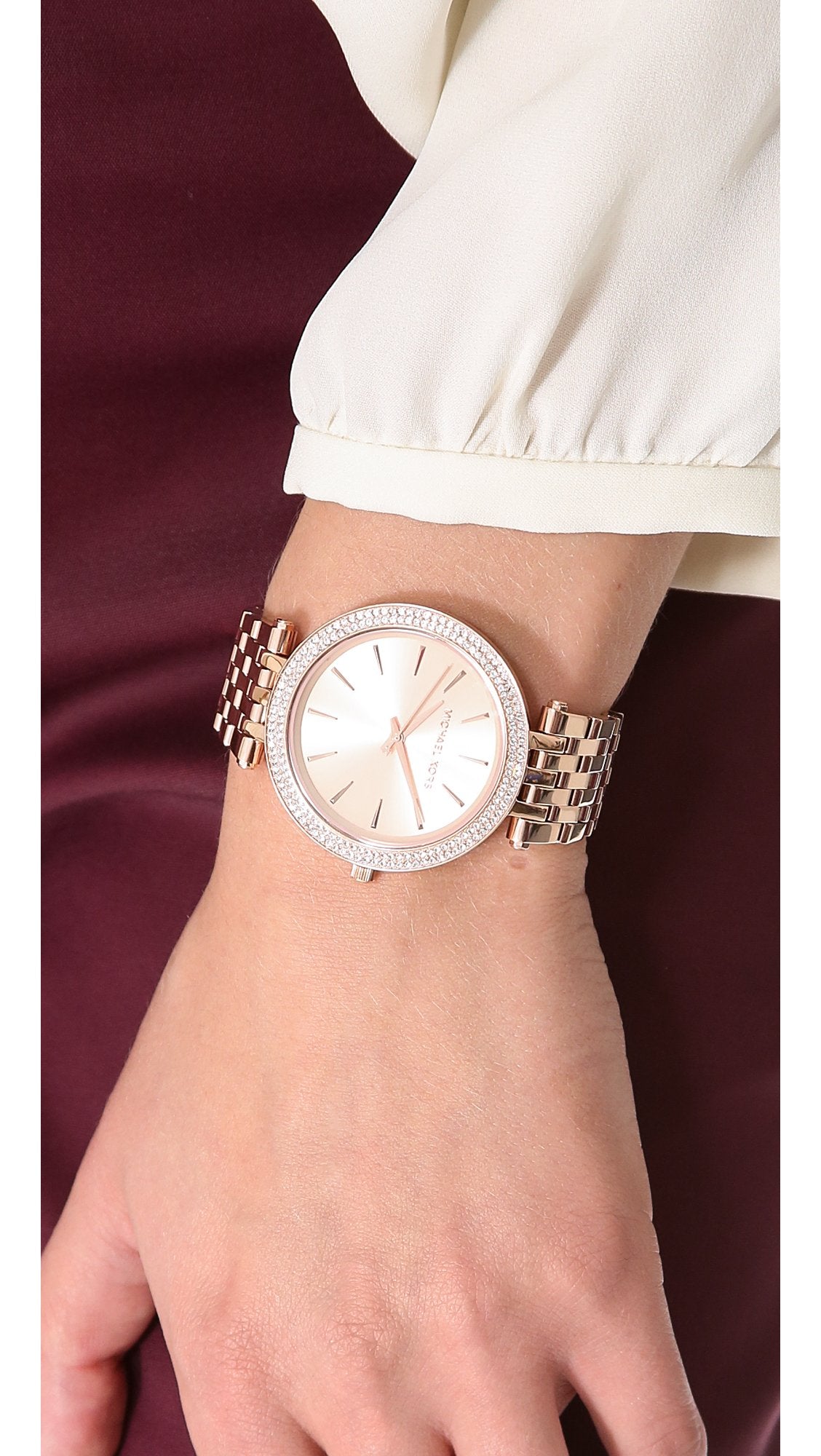 Michael Kors Reloj Darci para Mujer, Movimiento de Cuarzo de Tres Agujas en Tono Oro Rosa con Correa de Acero Inoxidable, 39 mm, Tono Oro Rosa