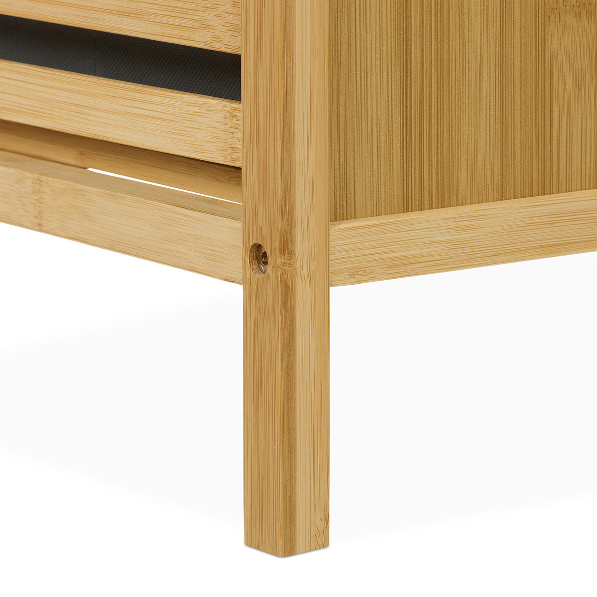 Relaxdays Estantería Baño con 2 Cestos Ropa Sucia, Basculante, 40 L, Balda y 2 Cajones, Bambú, 95x88x33 cm, Natural/Gris, Poliéster