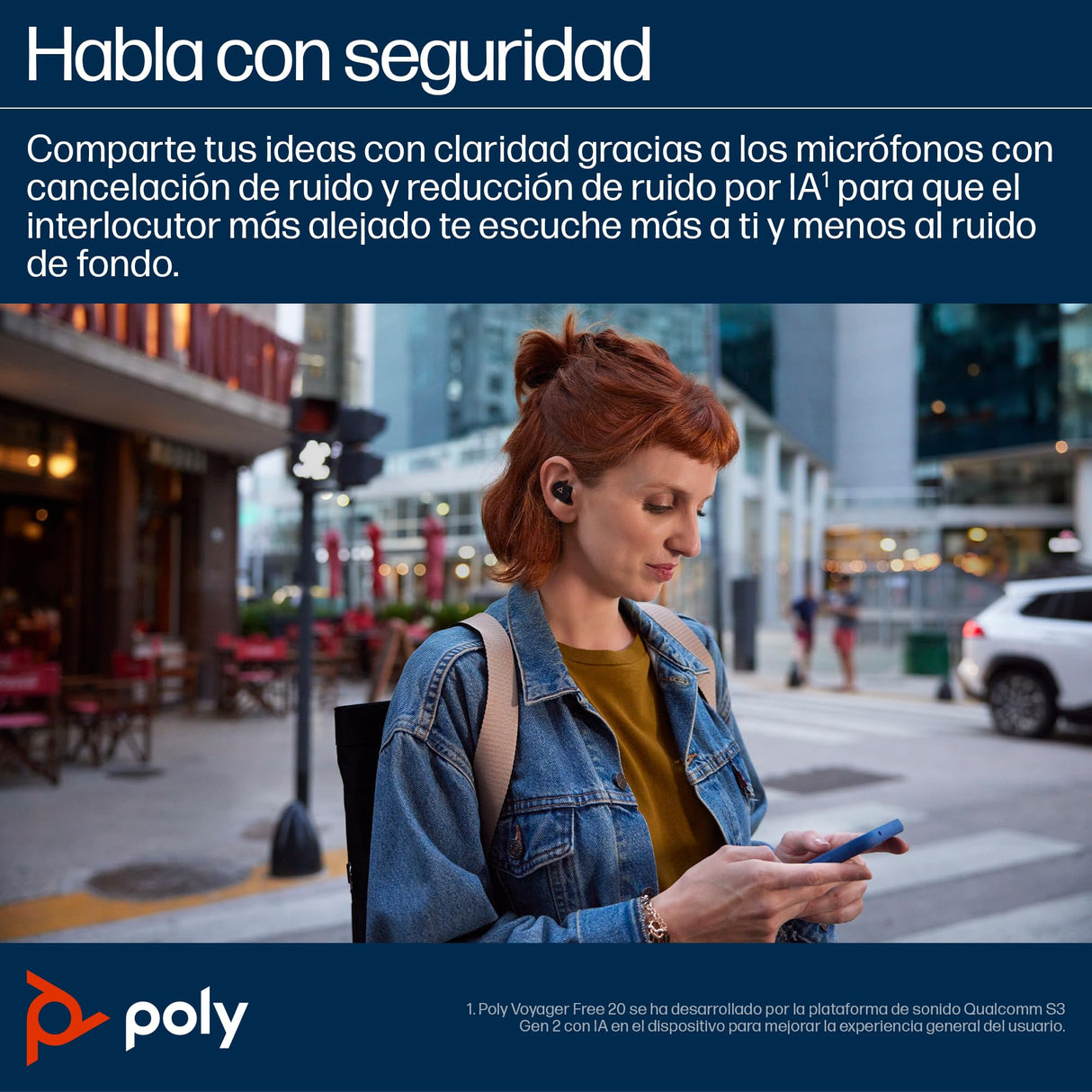 Poly Auricular Bluetooth Poly Voyager Free 20, Gris etail