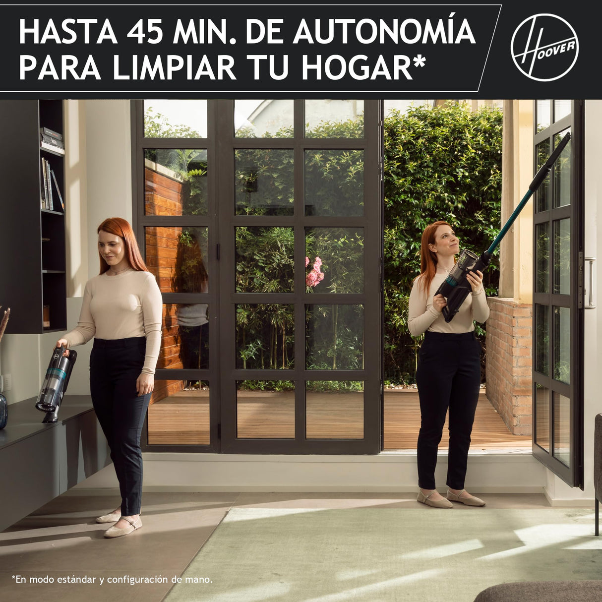 Hoover HF1 Plus Aspiradora sin Cable con Modo Turbo, Boquilla Multifuncional y Cepillo Antienredos, 45 min de Autonomía, Park&Go, Luces LED, Herramienta para Mascotas HF1P10P