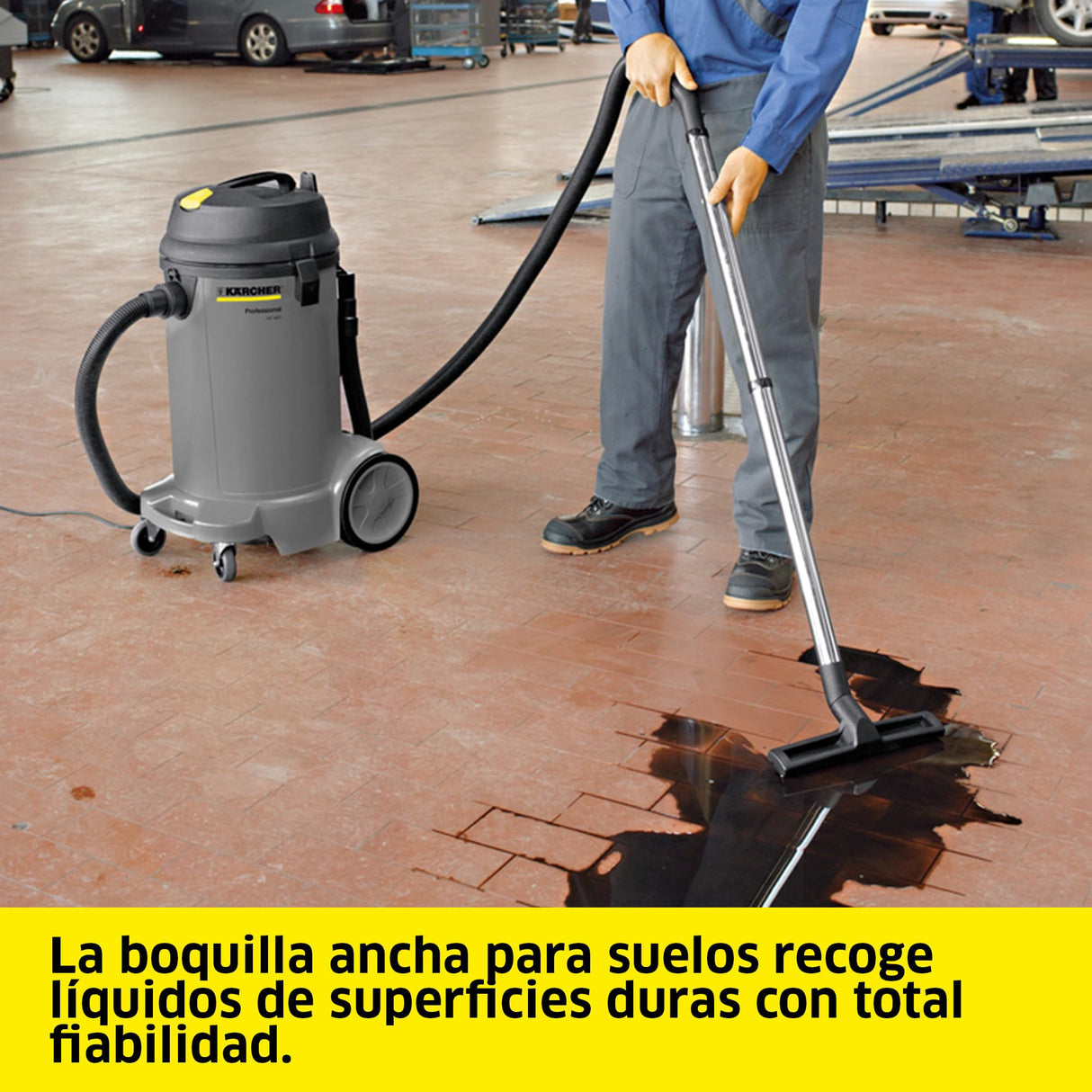 Kärcher Aspirador en seco y húmedo NT 48/1, Potencia: máx. 1380 W, Filtro de Cartucho PES, depósito: 48 l, Manguera de aspiración: 2,5 m, Boquilla Ancha para Suelo (360 mm), Tubo de desagüe