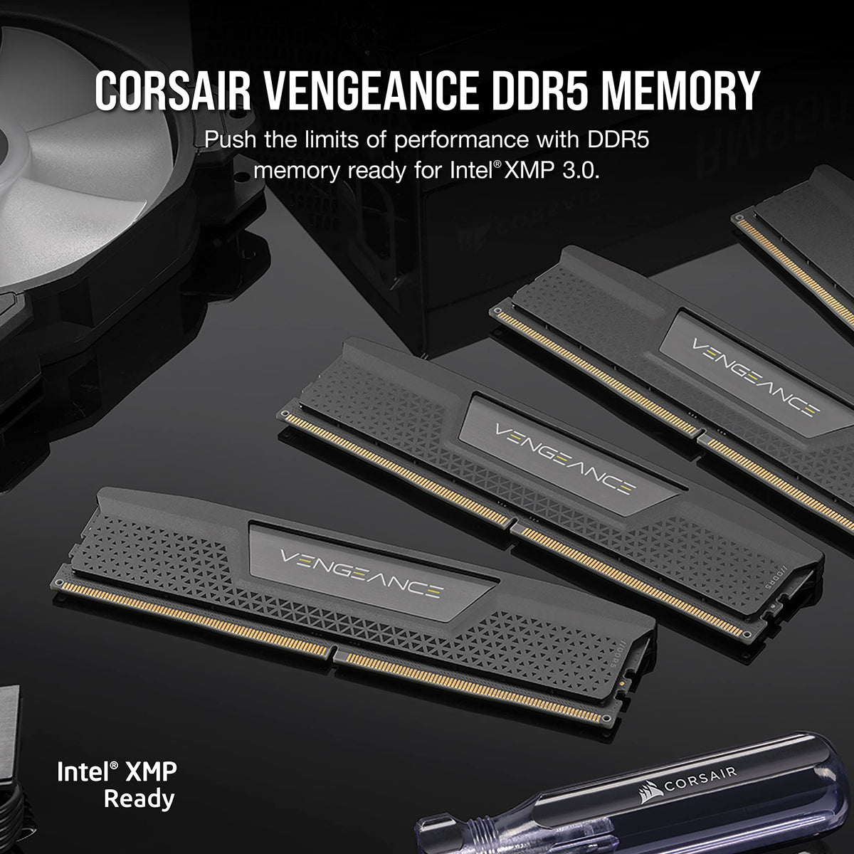 Corsair Vengeance DDR5 64GB (2x32GB) 6200MHz C32 Optimizada para Intel Memoria (Regulación de Voltaje a Bordo, Perfiles XMP 3.0 Personalizados, Formato Compacto, Disipador de Calor de Aluminio) Negro