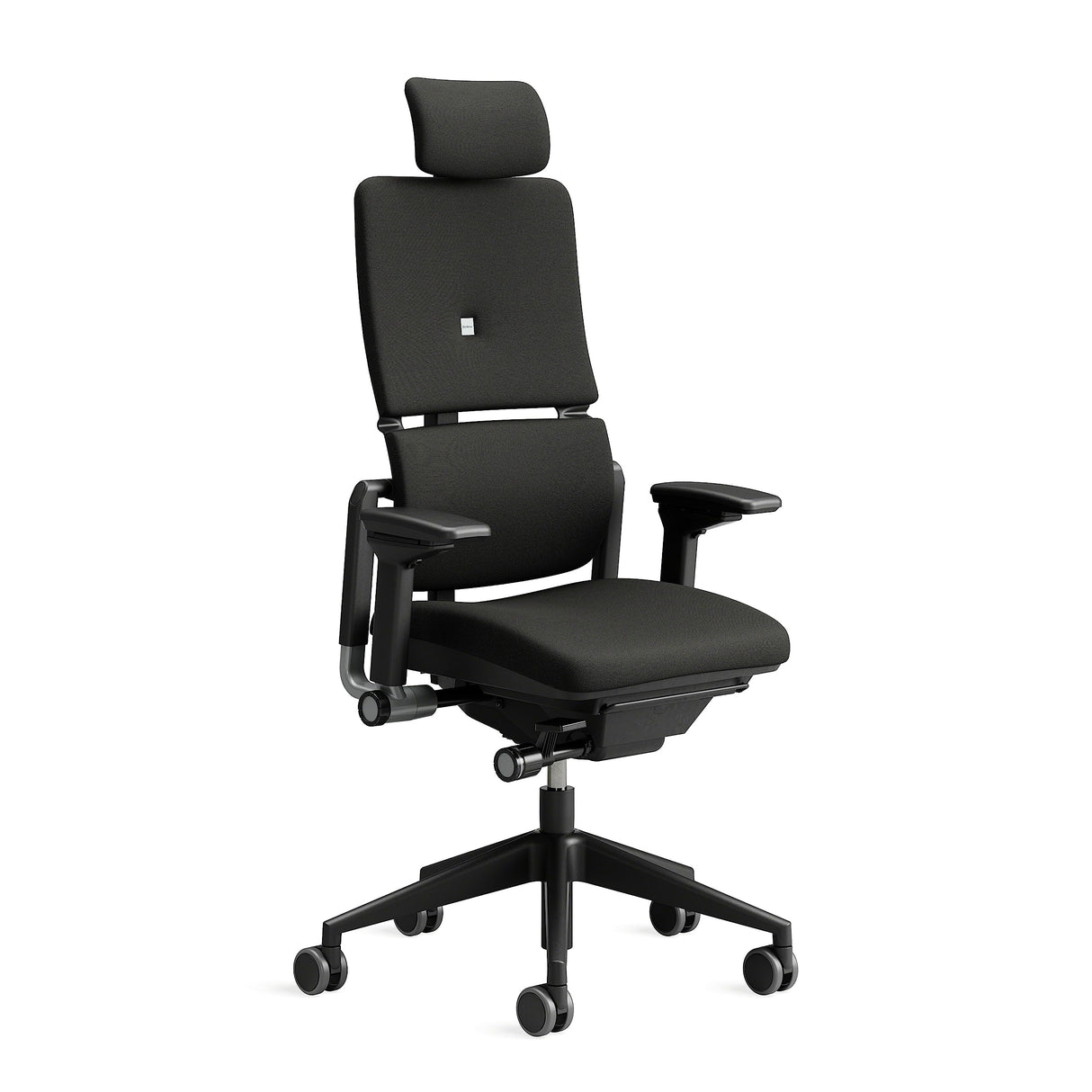 Steelcase Please, silla de oficina ergonómica con respaldo alto regulable en altura, brazos regulables y reposa cabeza regulable Ónix