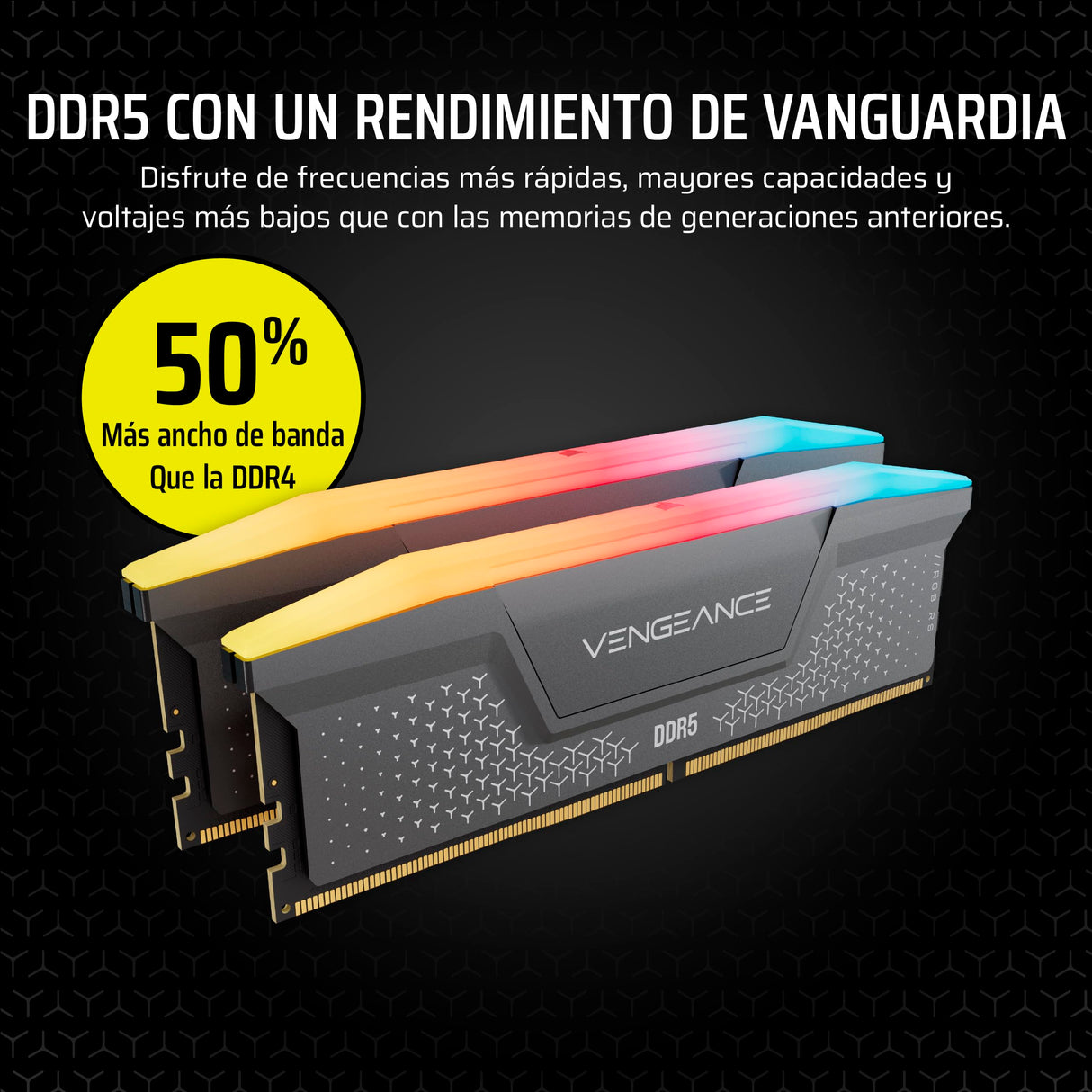 CORSAIR Vengeance RGB RS DDR5 64GB (2 x 32GB) hasta 6000MHz AMD Intel RAM