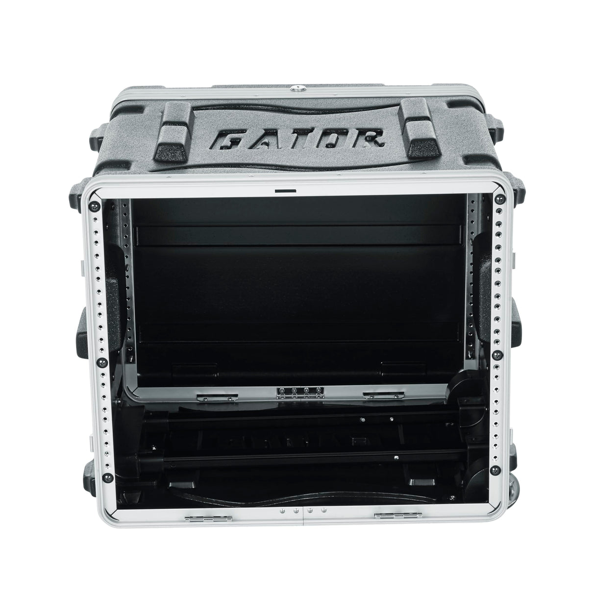 Gator Cases Rack ligero rodante 6U con pestillos resistentes, asa de remolque retráctil y ruedas empotradas; profundidad estándar 19.25', 6U (GRR-6L)