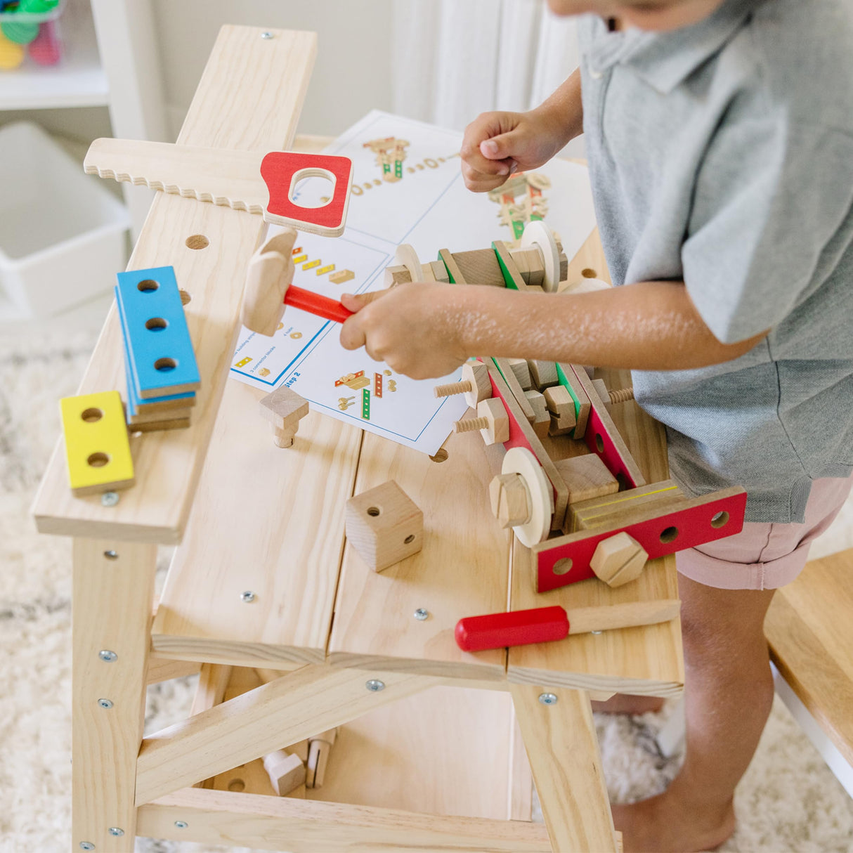 Melissa & Doug Banco de Carpintero de Madera para niños|Juguete Grande de Madera | Juego Creativo Montessori| Juego de imitación |Regalo para niños y niñas de 3 4 5 6 7 8 9 Años