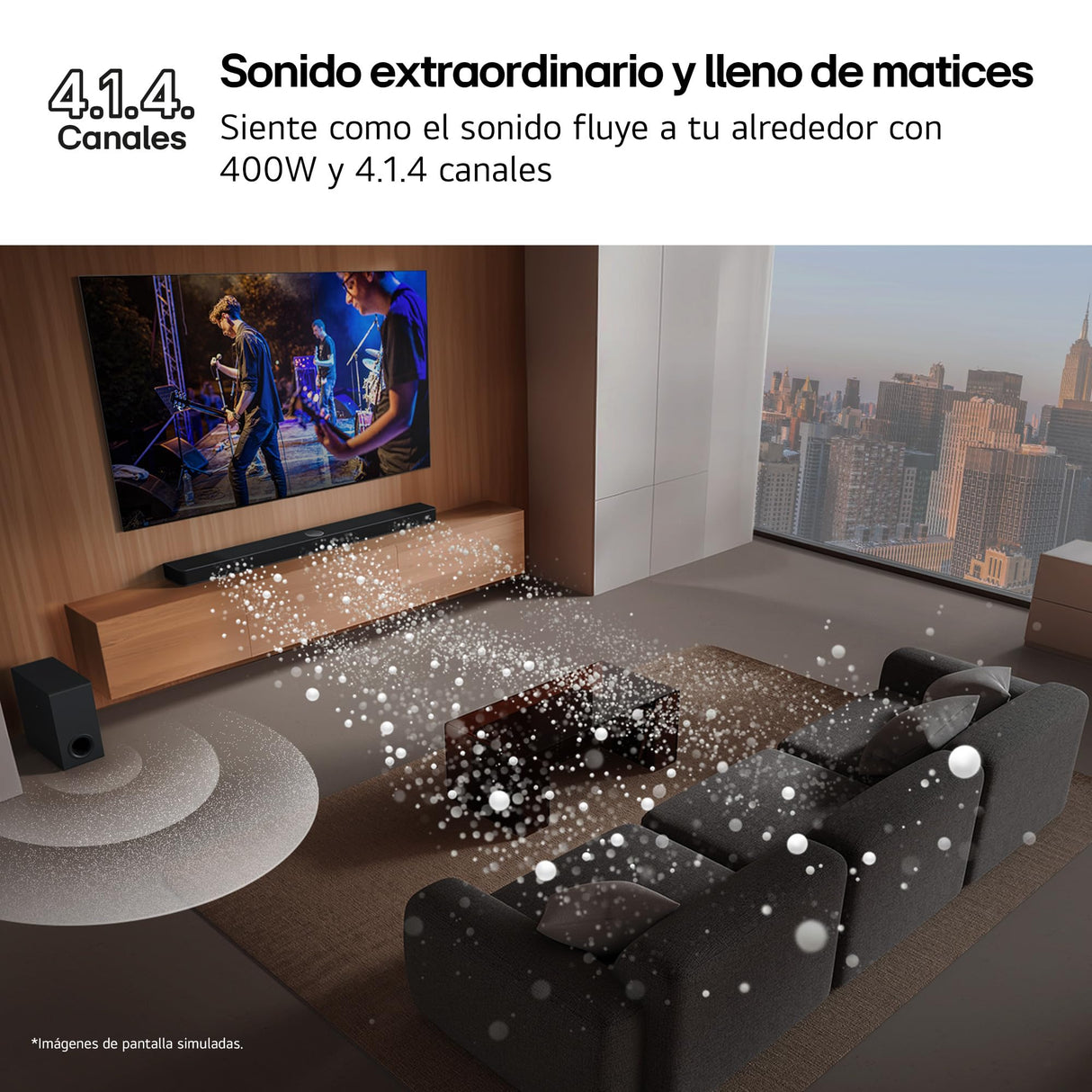 LG DS40TR - Barra de Sonido, Bluetooth, 400W, 4.1 Canales con Subwoofer, Altavoces Traseros, Dolby Digital, DTS Digital Surround, Negro