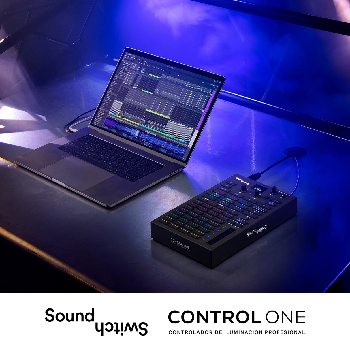 SoundSwitch Control One - Controlador de iluminación DMX DJ profesional con 3 meses de acceso al software SoundSwitch y soporte para Phillips Hue