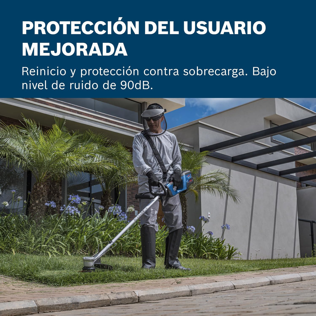 Bosch Professional 18V System desbrozadora a batería GFR 18V-23 (motor sin escobillas, diámetro del área de corte 23 cm, incl. 1 bobina, 1 correa, set de cuchillas, protector de plantas)
