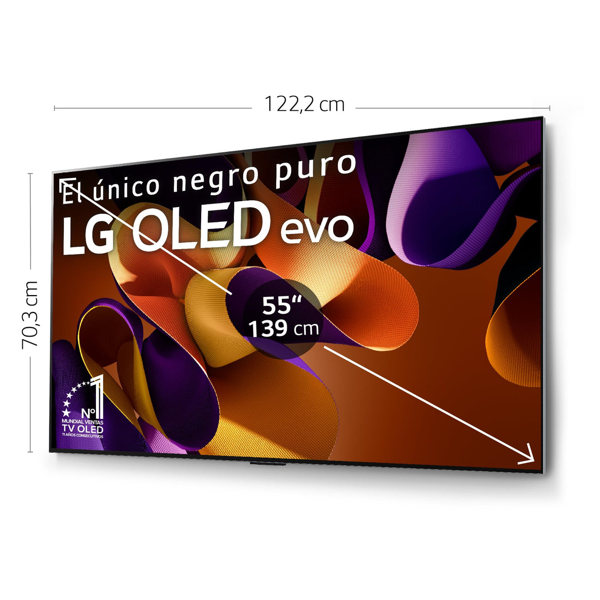 LG OLED55G45LW, 55", OLED EVO* 4K, Serie G4, Smart TV, WebOS24, Procesador a11, Dolby Vision, Dolby Atmos, webOS 24, 3840X2160,TV Gaming, 144 Hz, Integración Pared, Negro